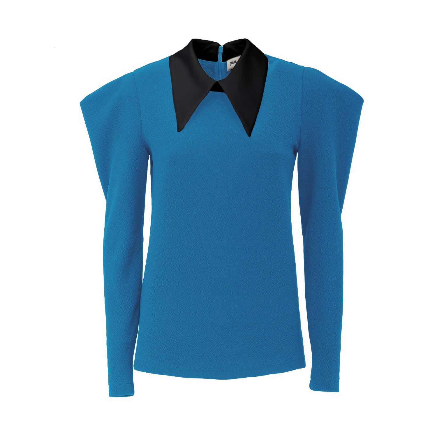 Julia Allert Women's Long Sleeve Blouse With Contrast Collar Light Blue In Blue