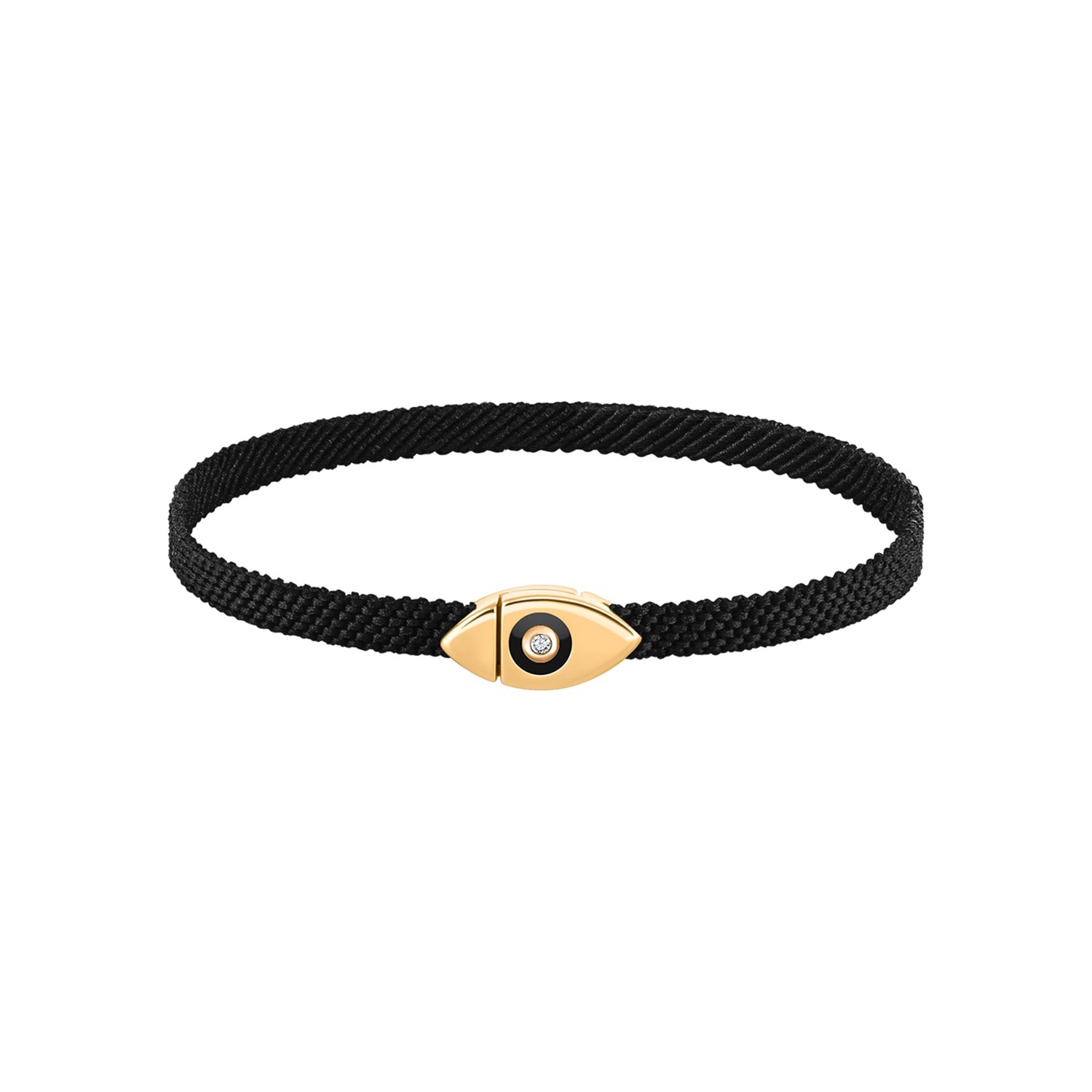 Karma And Luck Men's Black / Gold Infinite Success Men's Evil Eye Black String Bracelet