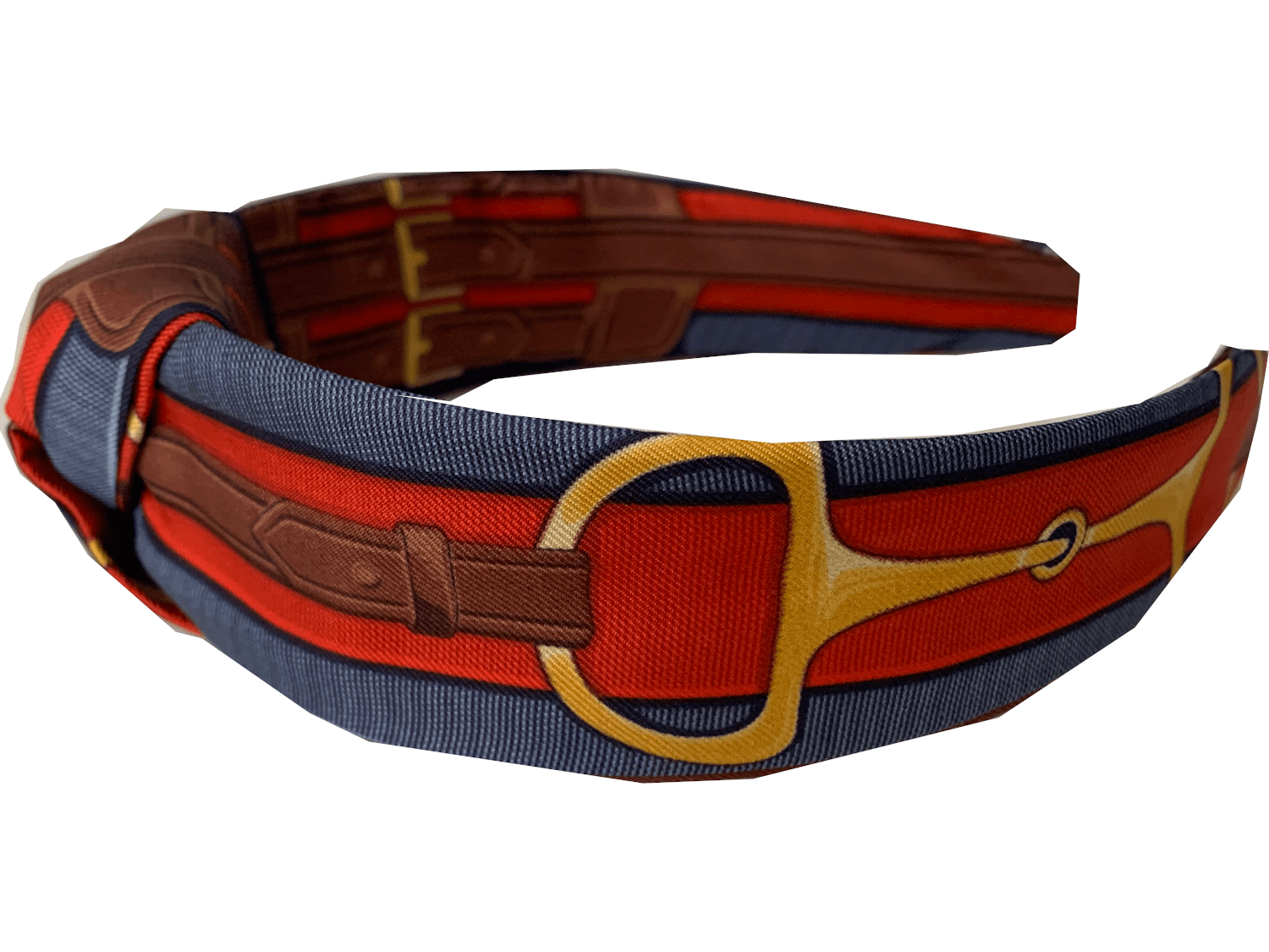 Lazyjack Press Women's Blue Saddle Up Italian Silk Knotted Headband In Multi