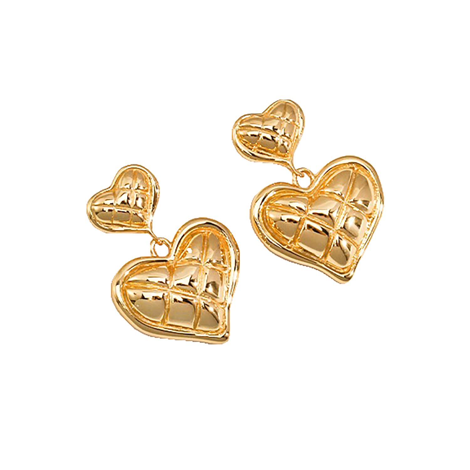 Ms. Donna Women's Gold Plated Sterling Silver Heart Dangle Earrings In Gold
