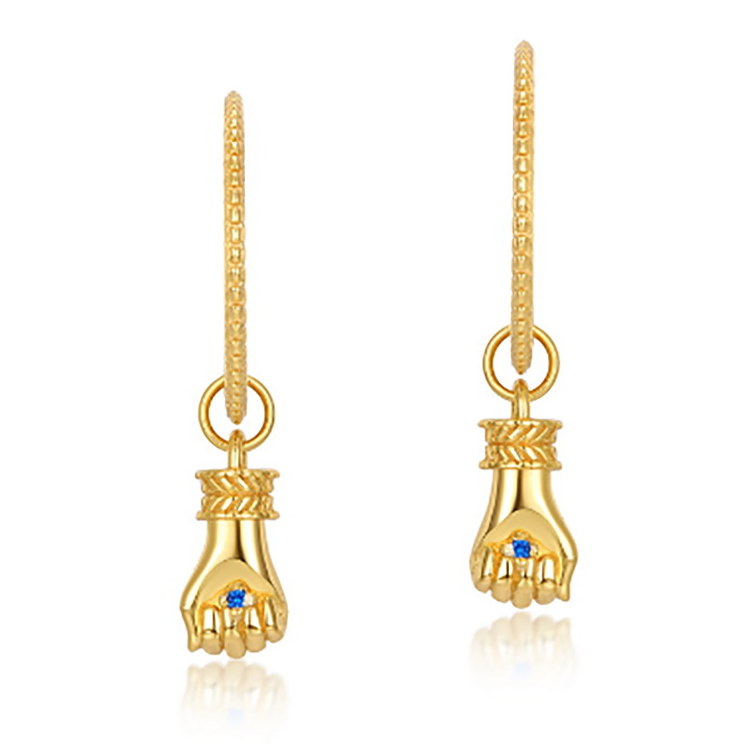 Janus Edinburgh Women's Gold Vermeil Silver Amenta Hand Fist Detachable Hoop Earrings In Gold