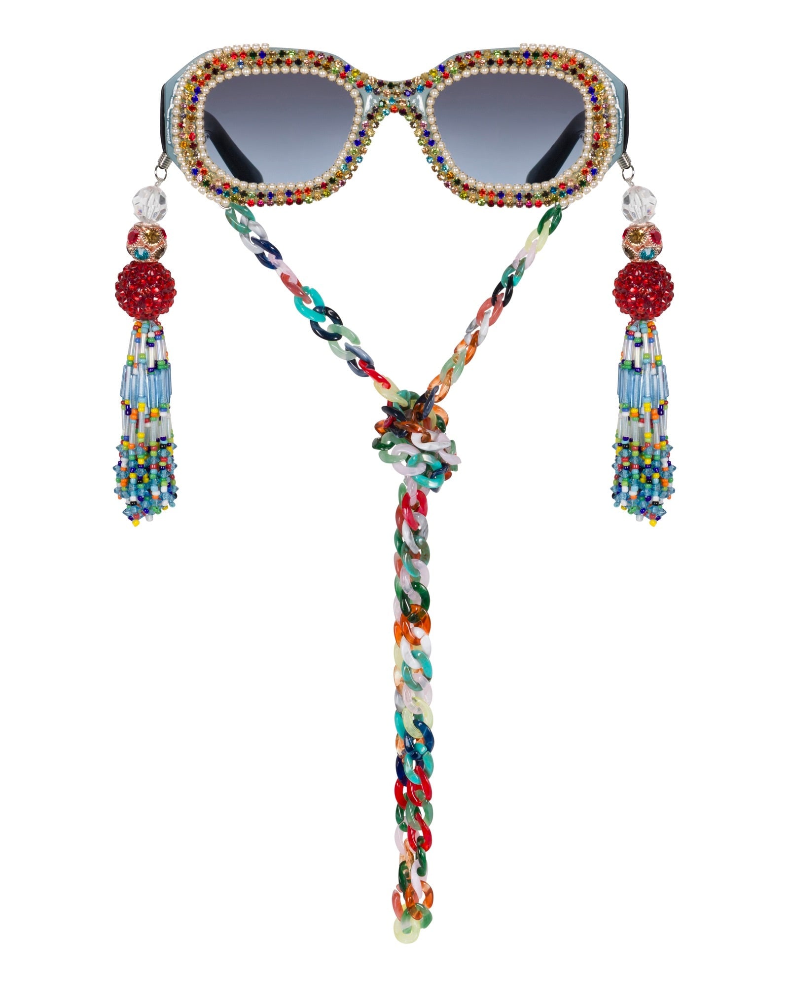 Meghan Fabulous Women's Blue Honeymoon In Vegas Rhinestone Sunglasses In Blue