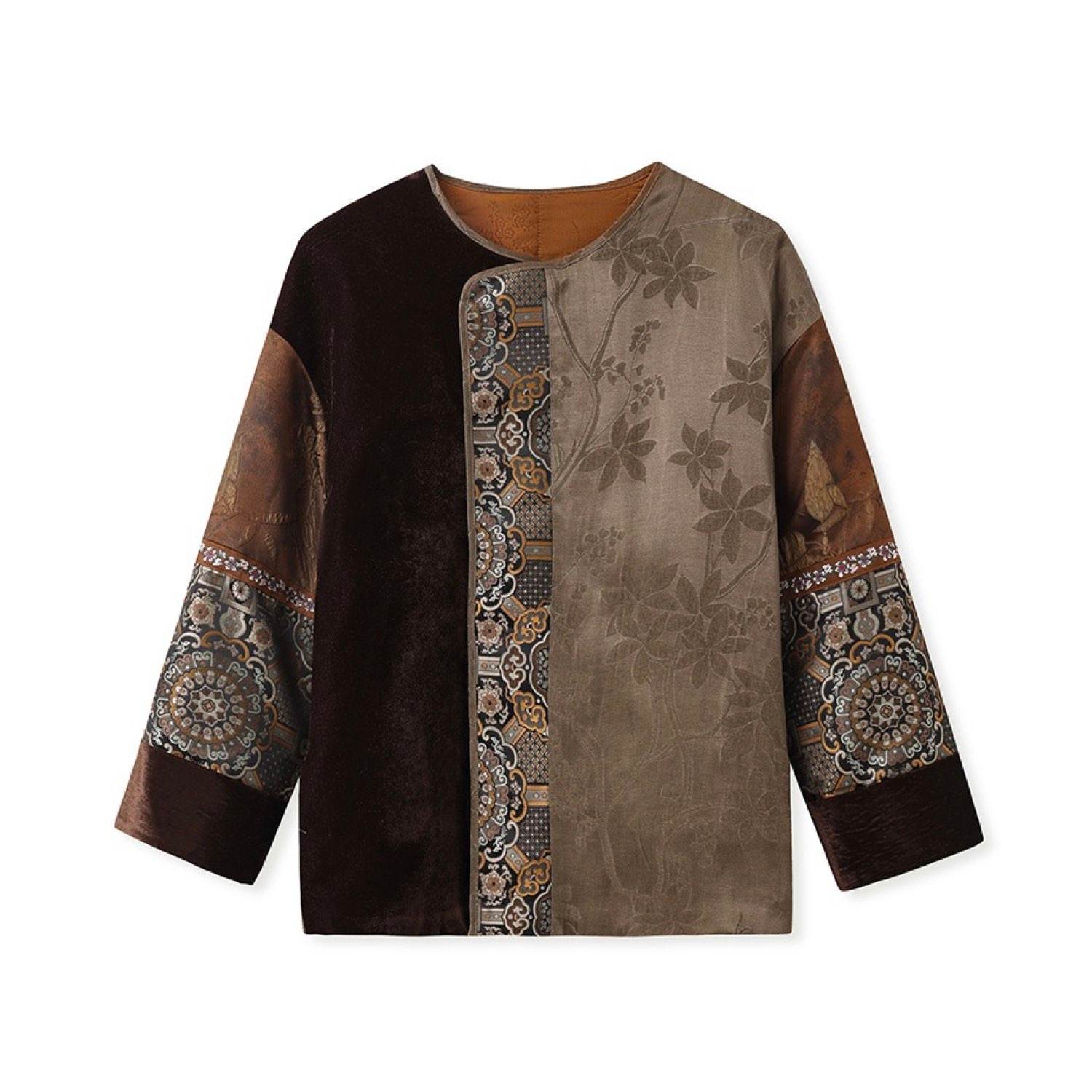 Jiaying Wang Wjy Studio London Women's Brown / Yellow / Orange Embroidered Cardigan Jacket Brown Floral Stylish Stitching Autumn Wi In Brown/yellow/orange