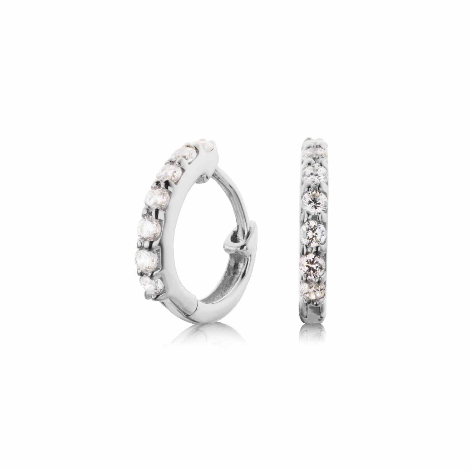 Small Sterling Silver Diamond Style Huggie Hoop Earrings | LILY