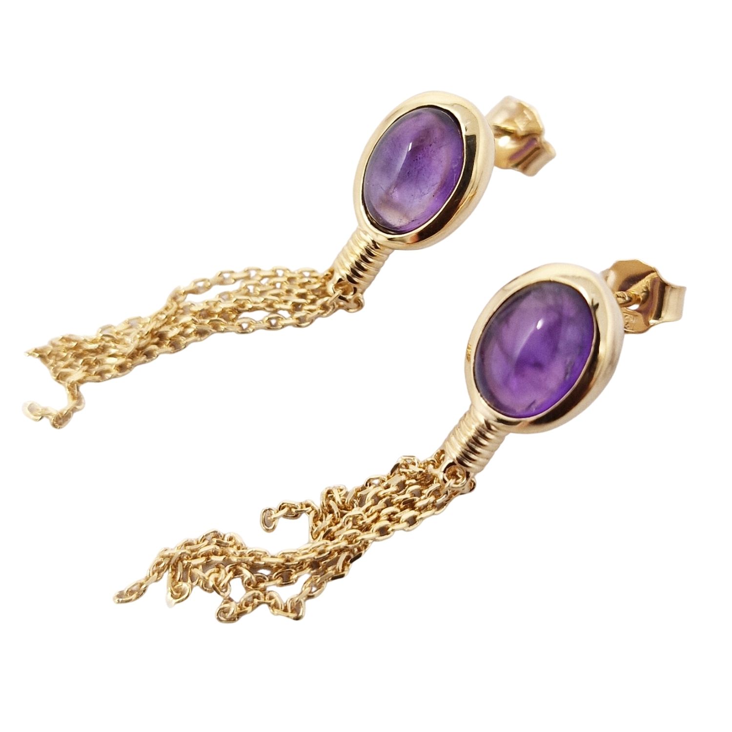 Women’s Pink / Purple / Gold Gold Vermeil Genuine Purple Amethyst Crystal Dangle Earrings Harfi