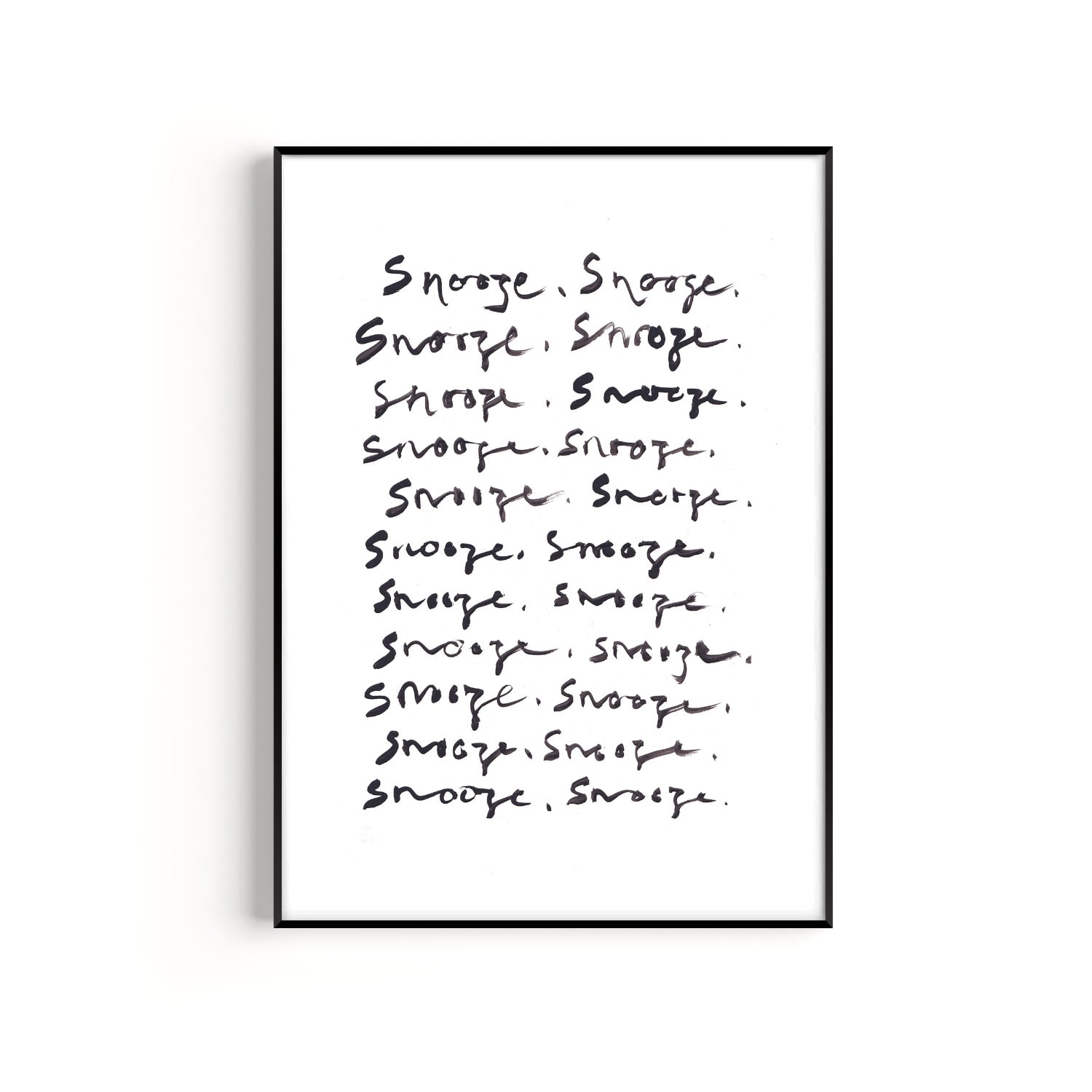 Natalie Cass Art Black / White Snooze Hand Painted Art Print - A3