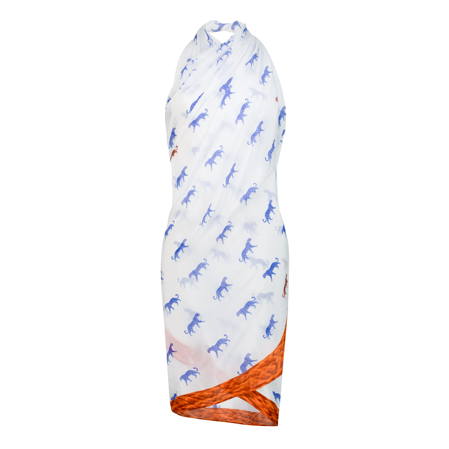Dhara Sheth Dubai Women's Blue / Brown / White Leopard Luxe Halter-style Sarong