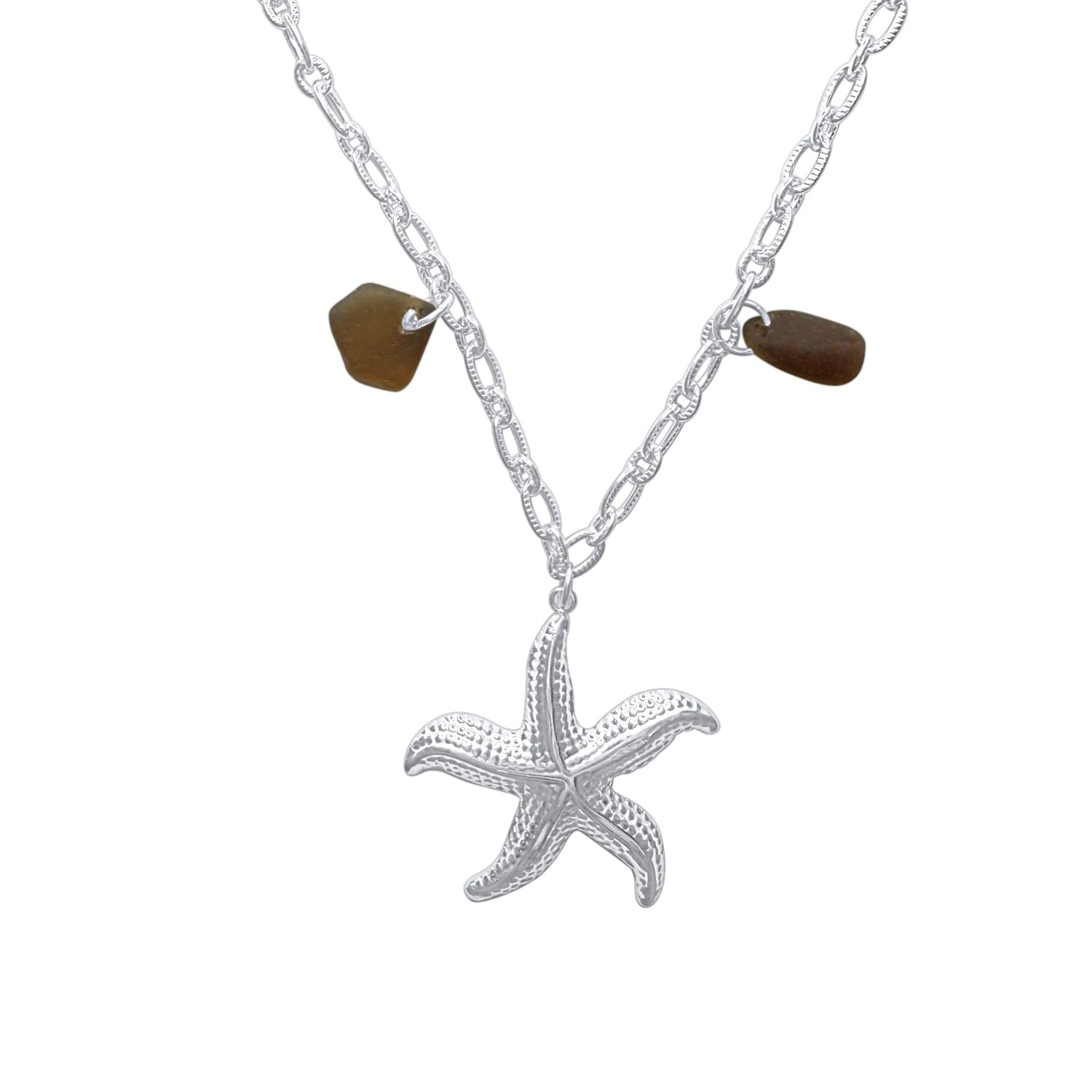 Glasstyk Women's Starfish Necklace Brown Steel
