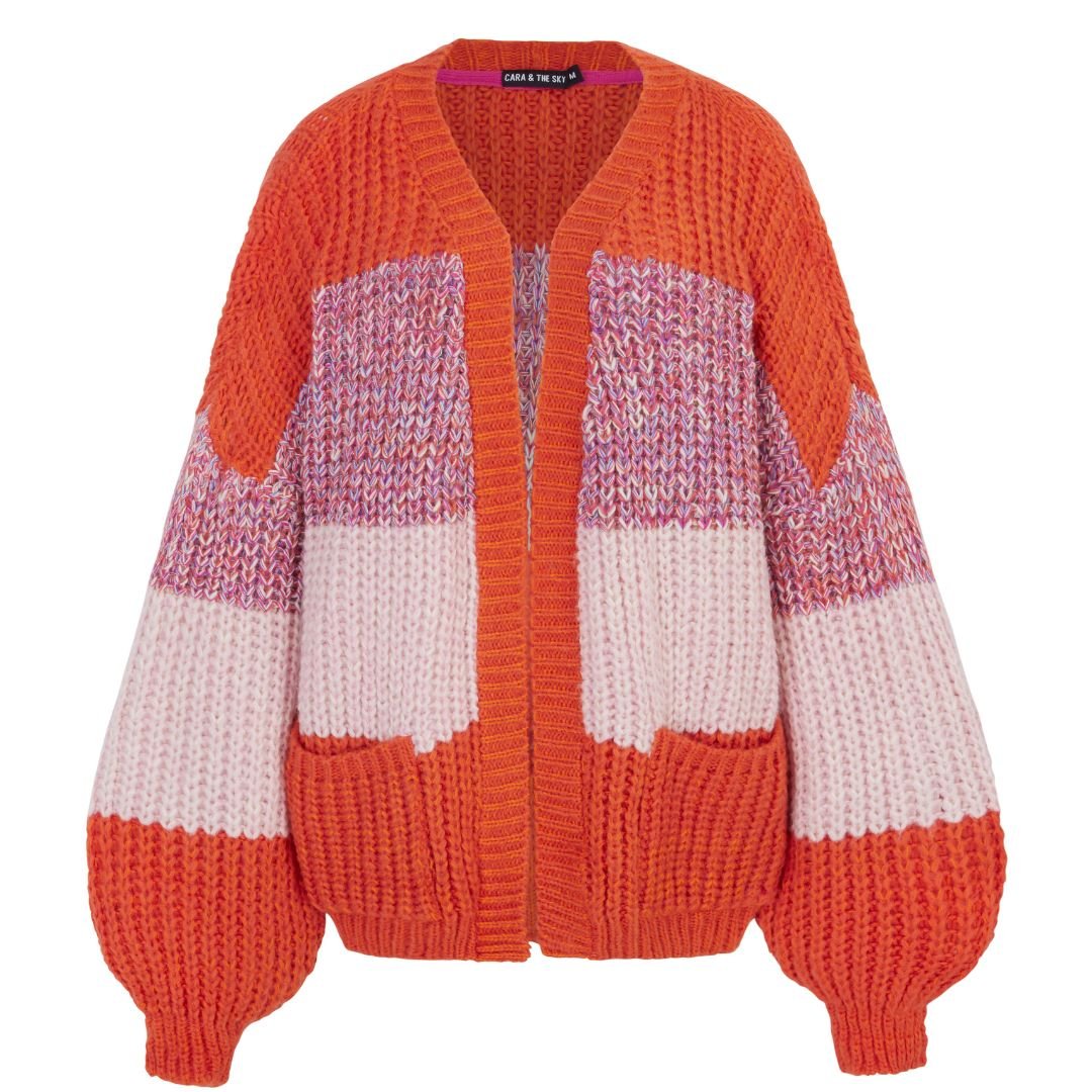Cara & The Sky Women's Orange / Pink Janie Oversized Chunky Stripe Cardigan - Orange In Orange