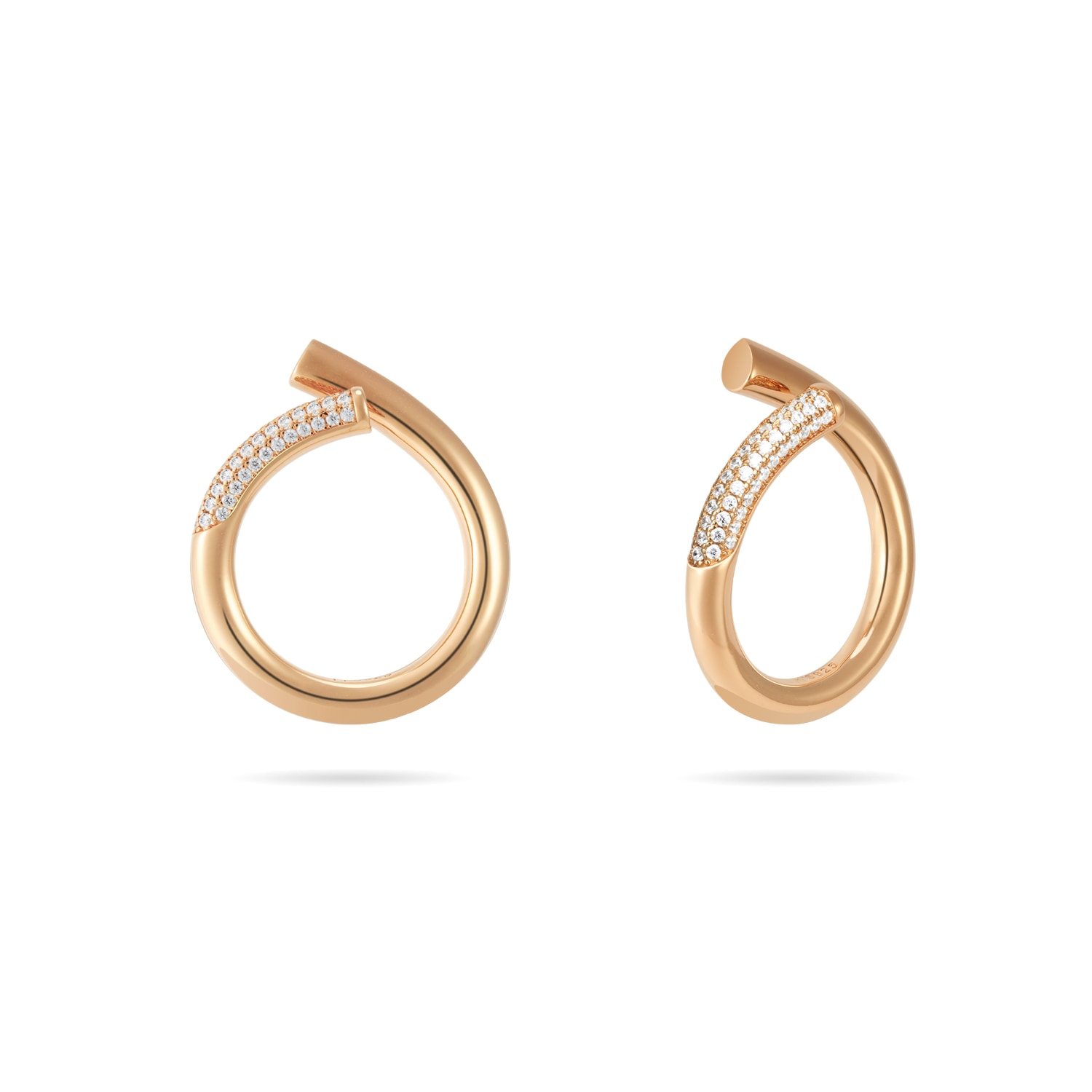Meulien Women's Rose Gold / White Open Twist Waterdrop Ring - Rose Gold, Clear Stone In Rose Gold/white