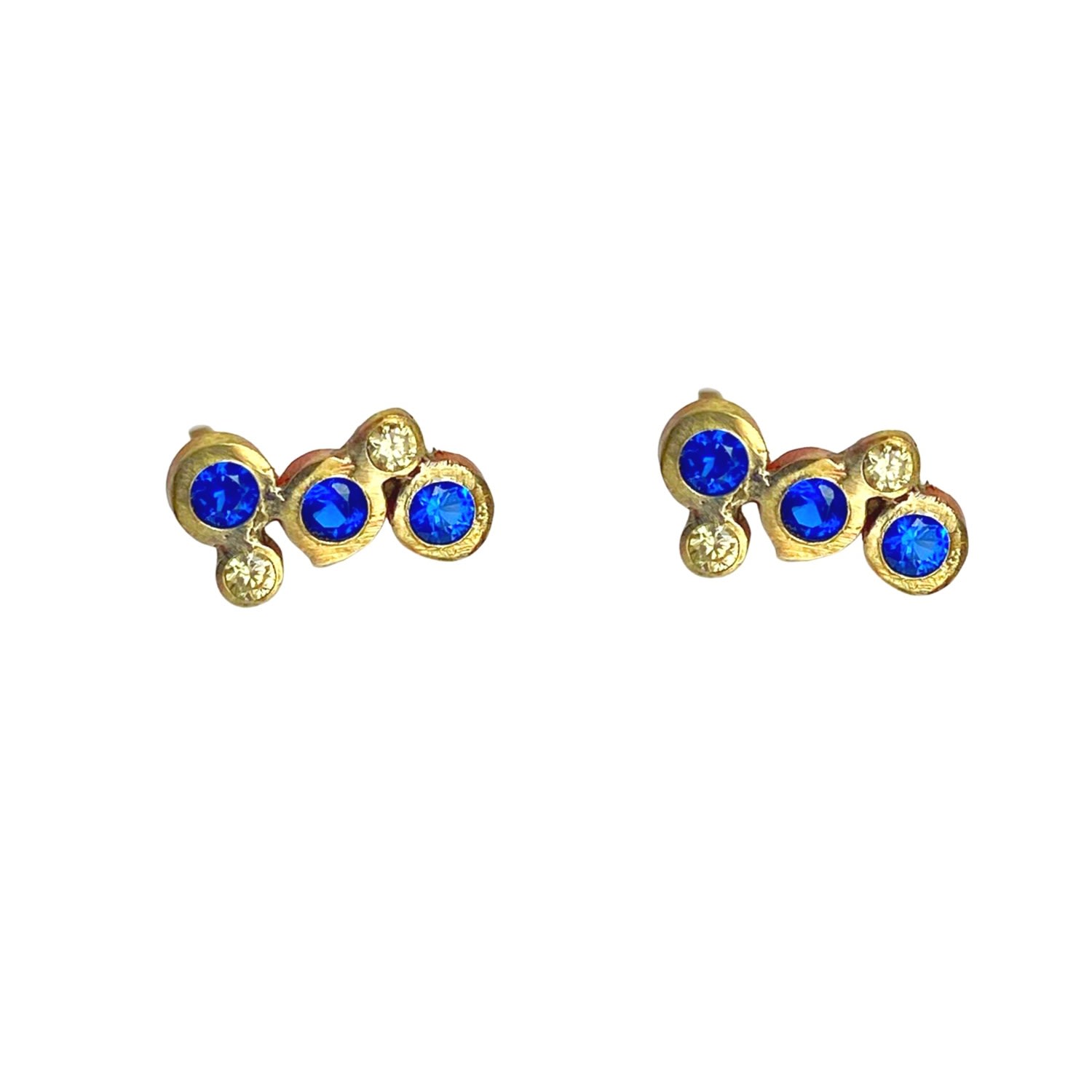 Women’s Gold Electric Slide Blue And Yellow Sapphire Earrings Lily Flo Jewellery