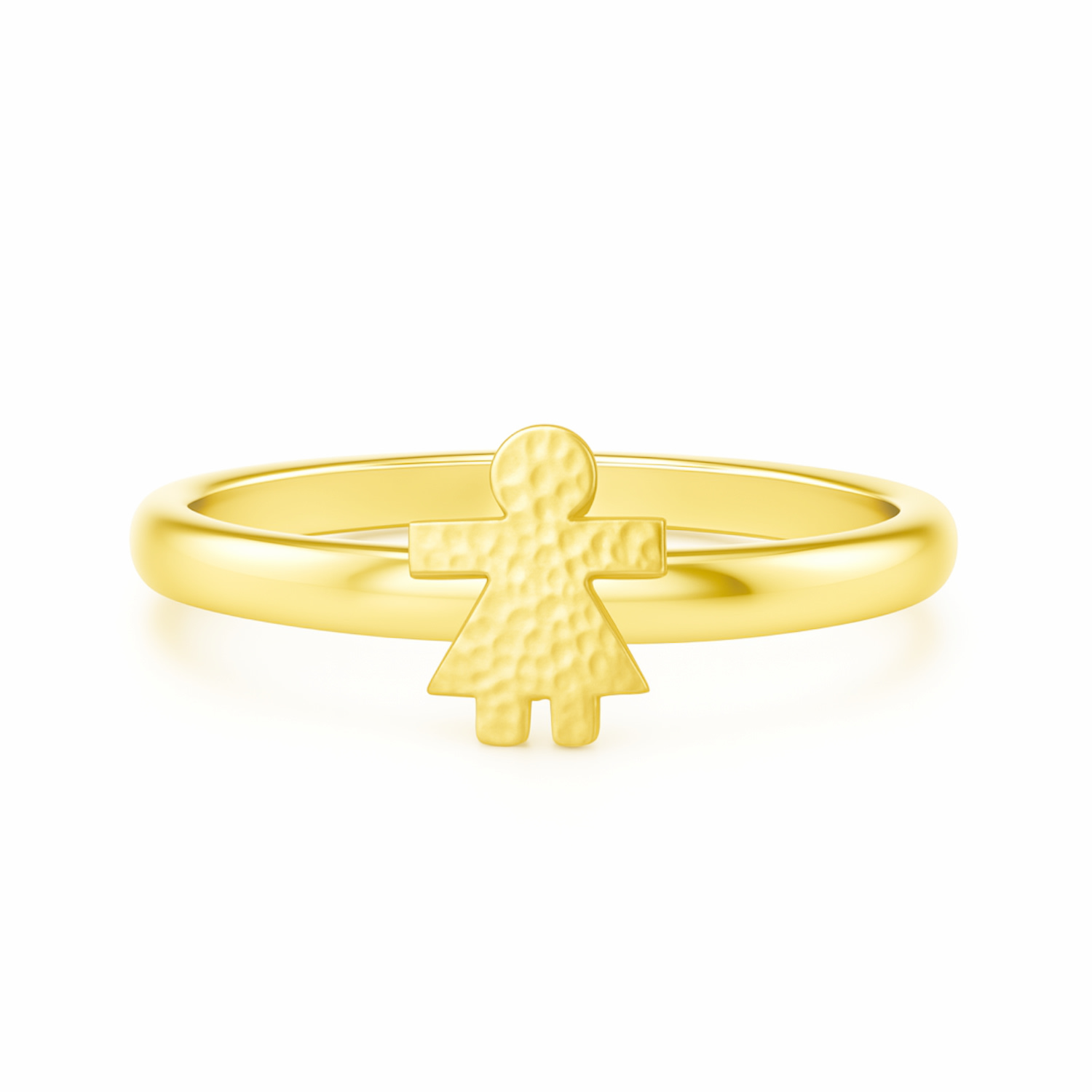 Unaloe Sterling Silver With Gold Plated Girl Ring – Sweet, Symbolic, Adjustable -  Handmade Ring For  In Gold