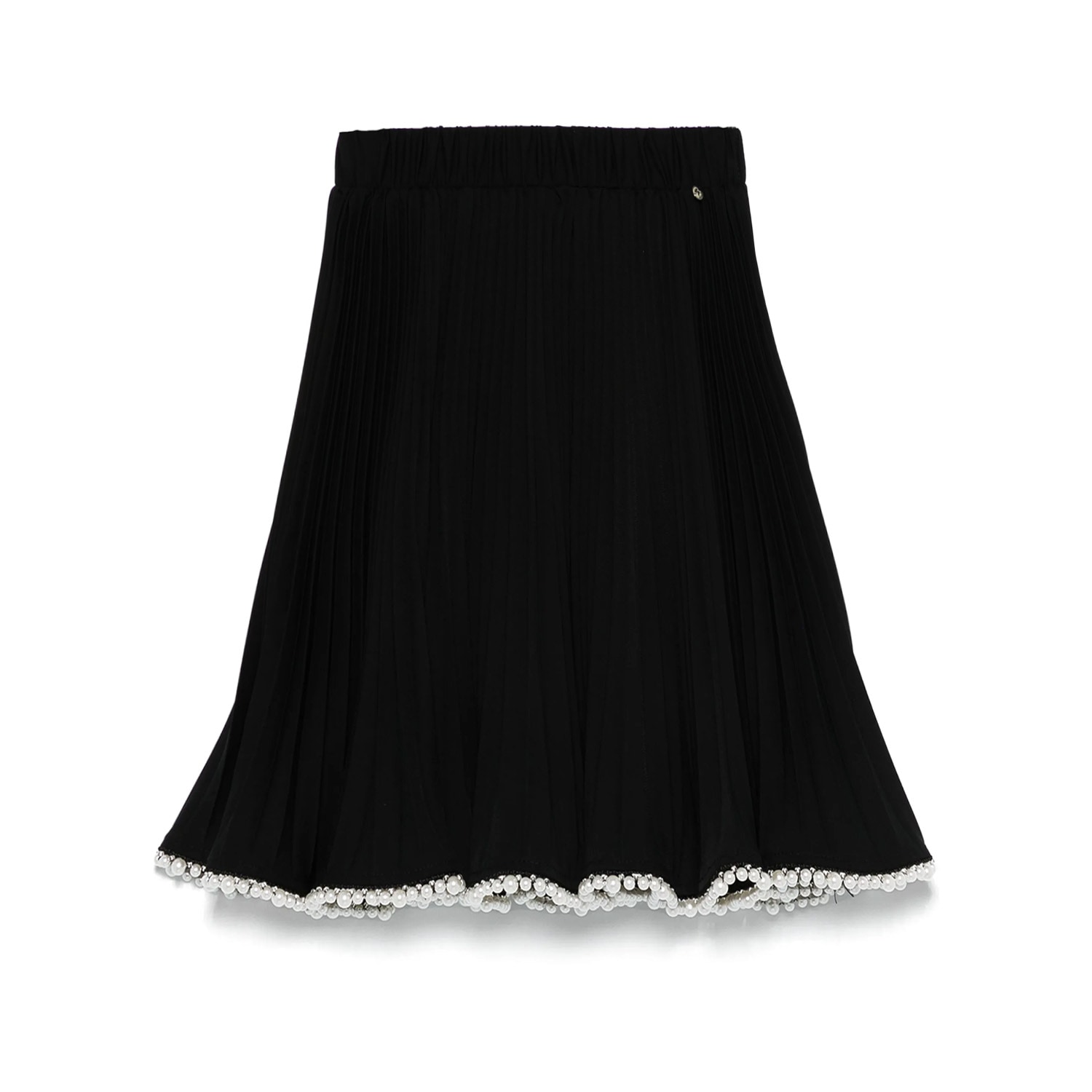 Nissa Women's Black Pearl-trim Pleated Mini Skirt In Black