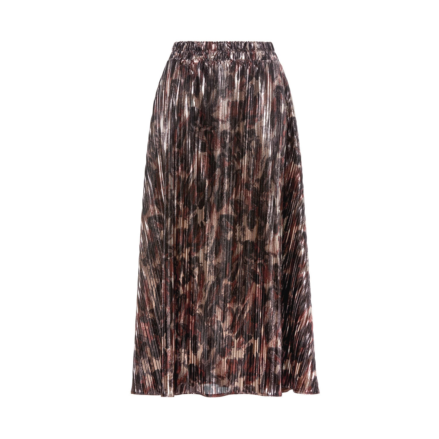 Bluzat Women's Shimmery Printed Midi Skirt