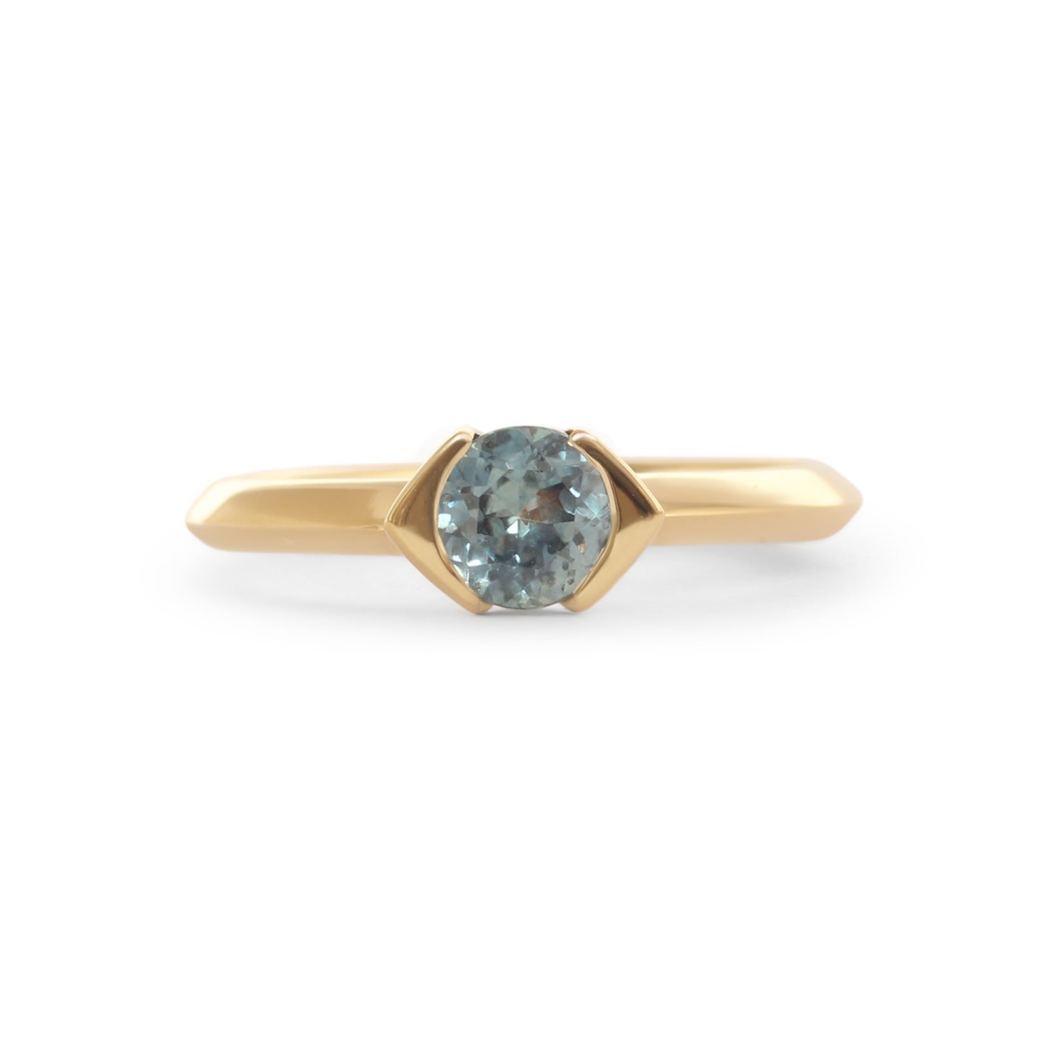 Women’s Gold / Green / Blue Horus Ring / Round Blue Green Bicolor Sapphire Goldpoint Jewelry