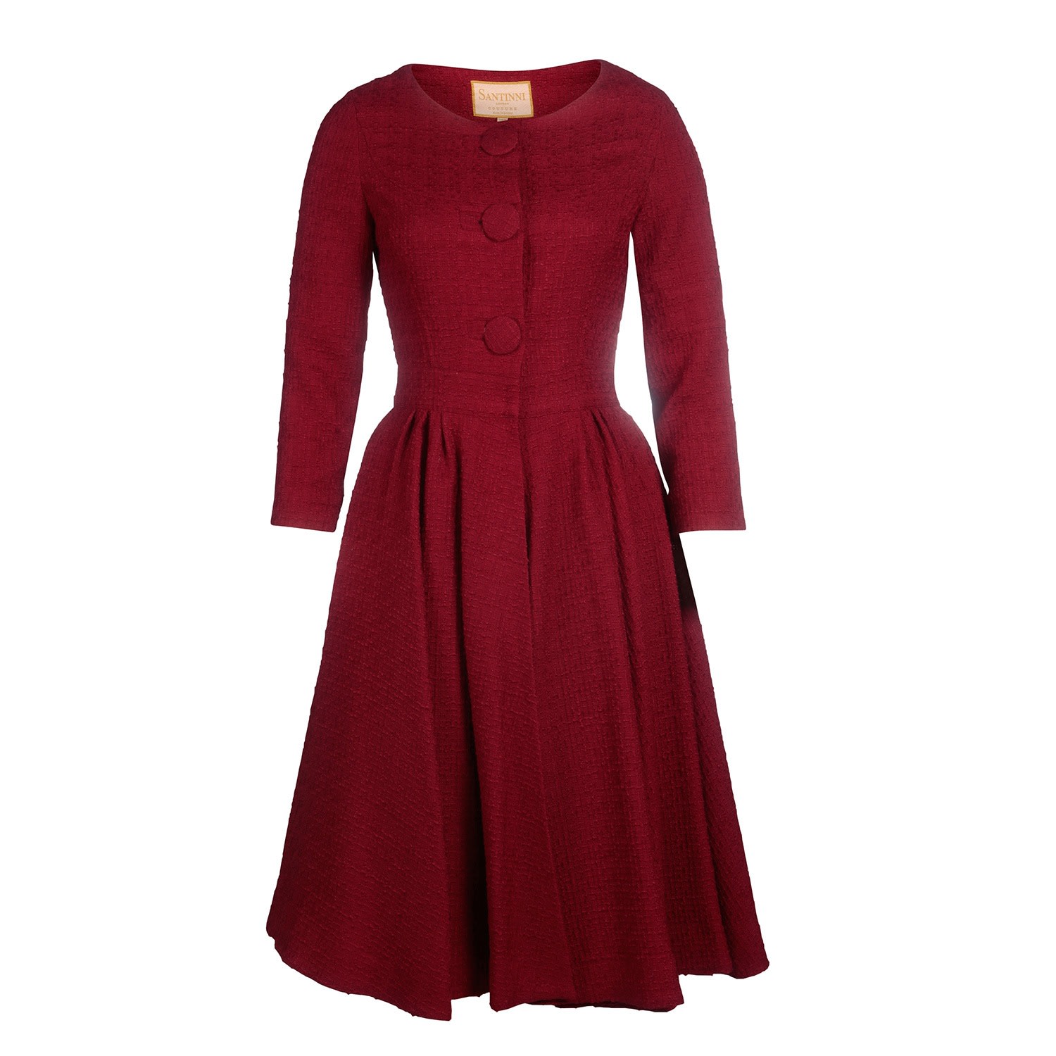 Red ’Lady’ Italian Wool Swing Dress Coat In Rosso Extra Small Santinni