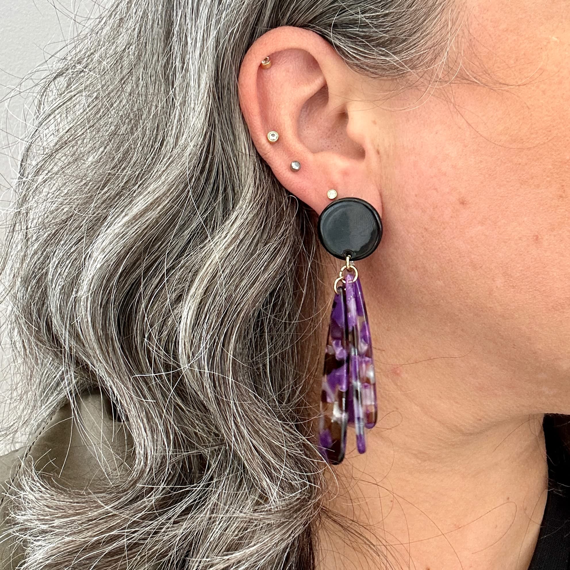 Purple acrylic 2024 earrings paparazzi