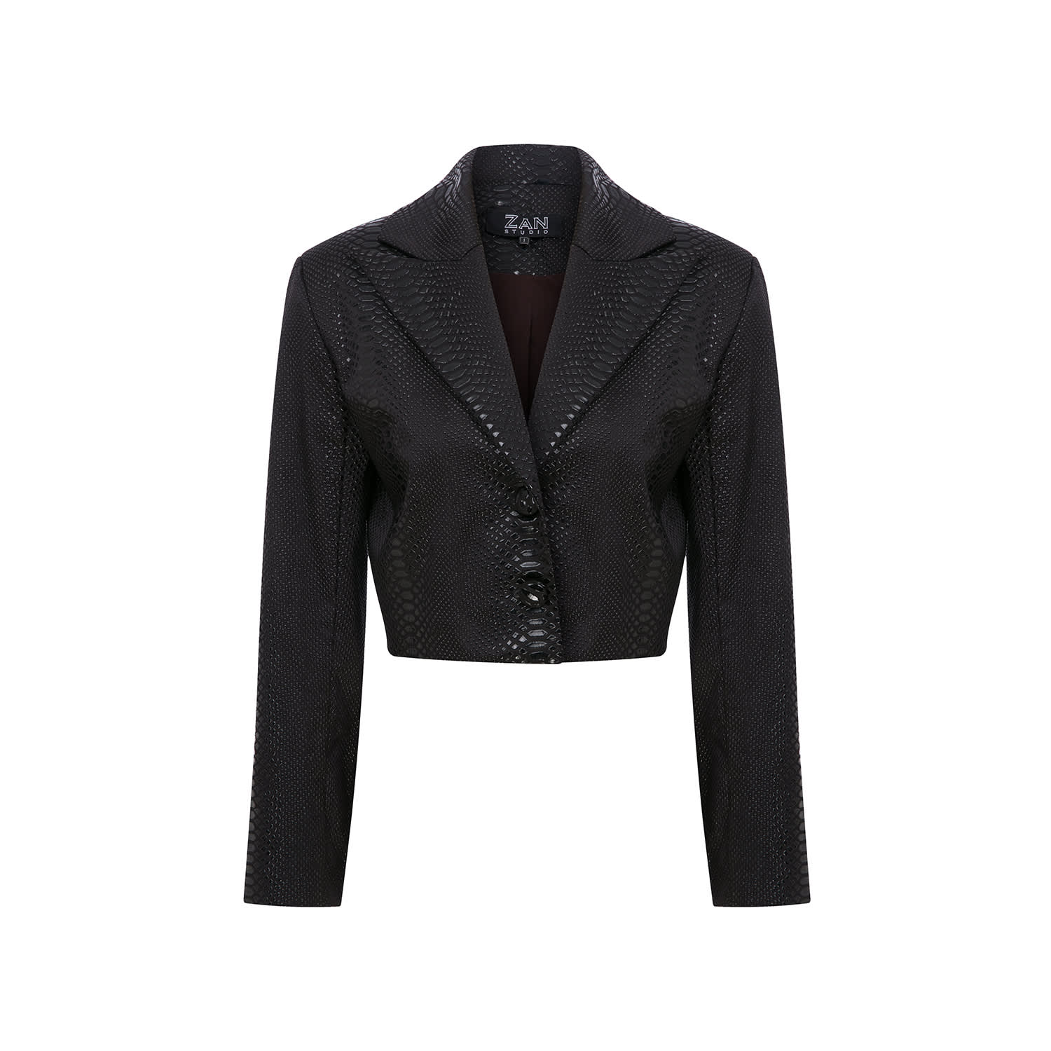 Zan Studio Women's Serpent Cropped Tailored Collar Jacket Black In Black