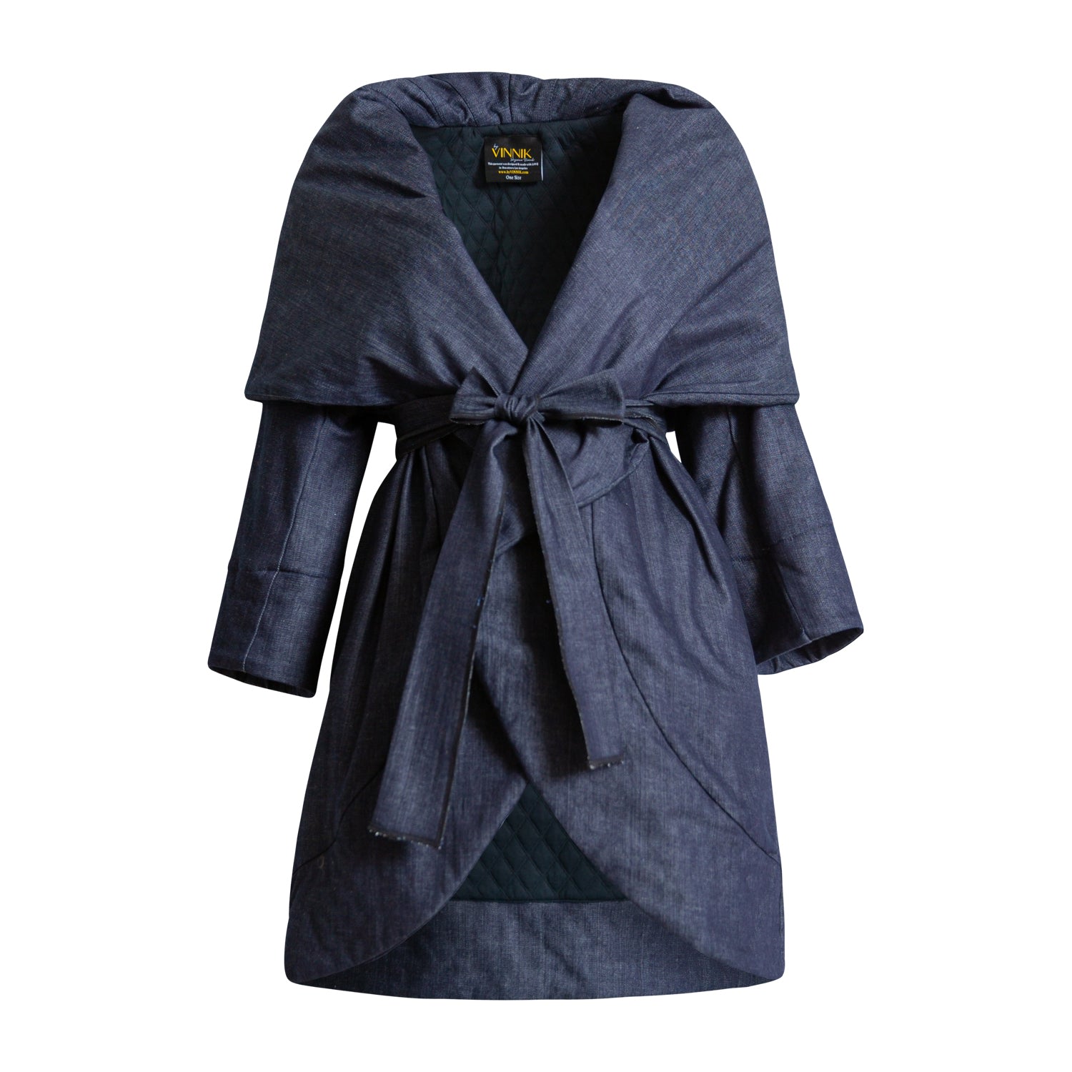 Women’s Blue / Black Dark Wash Quilted Cocoon Coat - Denim Dreams M/L Byvinnik