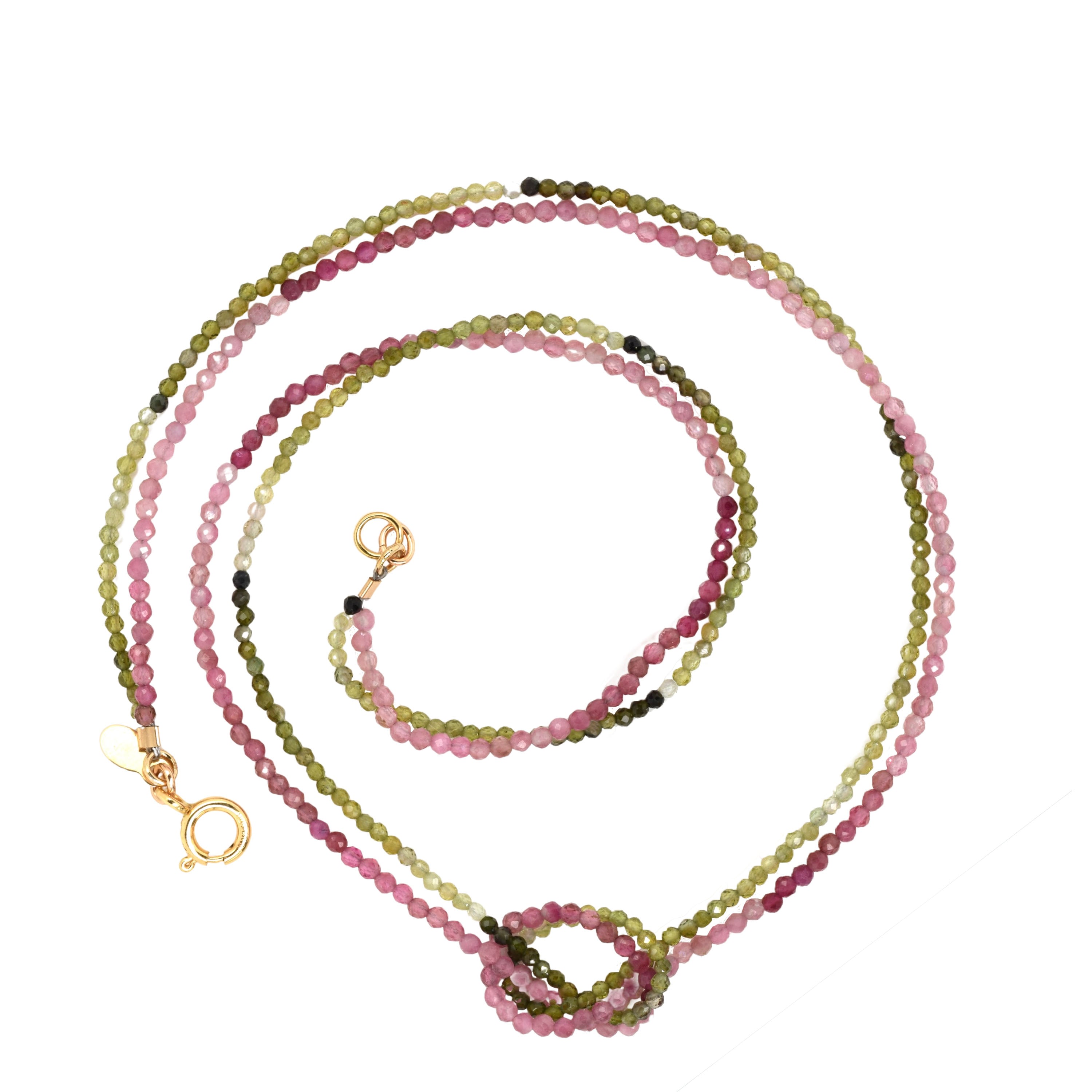 Lori Kaplan Design Women's Gold / Green / Pink Tourmaline Knot Necklace