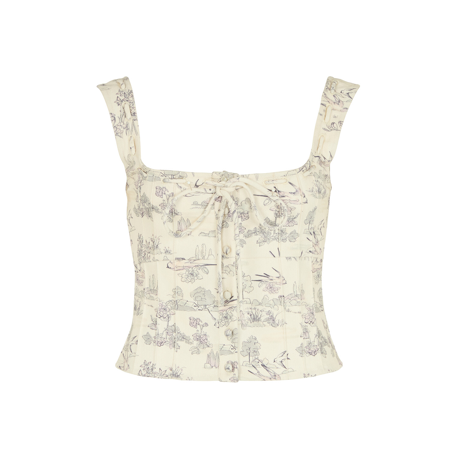 Lily And Lionel Women's Neutrals Hilda Corset Inspired Josephine Print Blouse In Cream In White