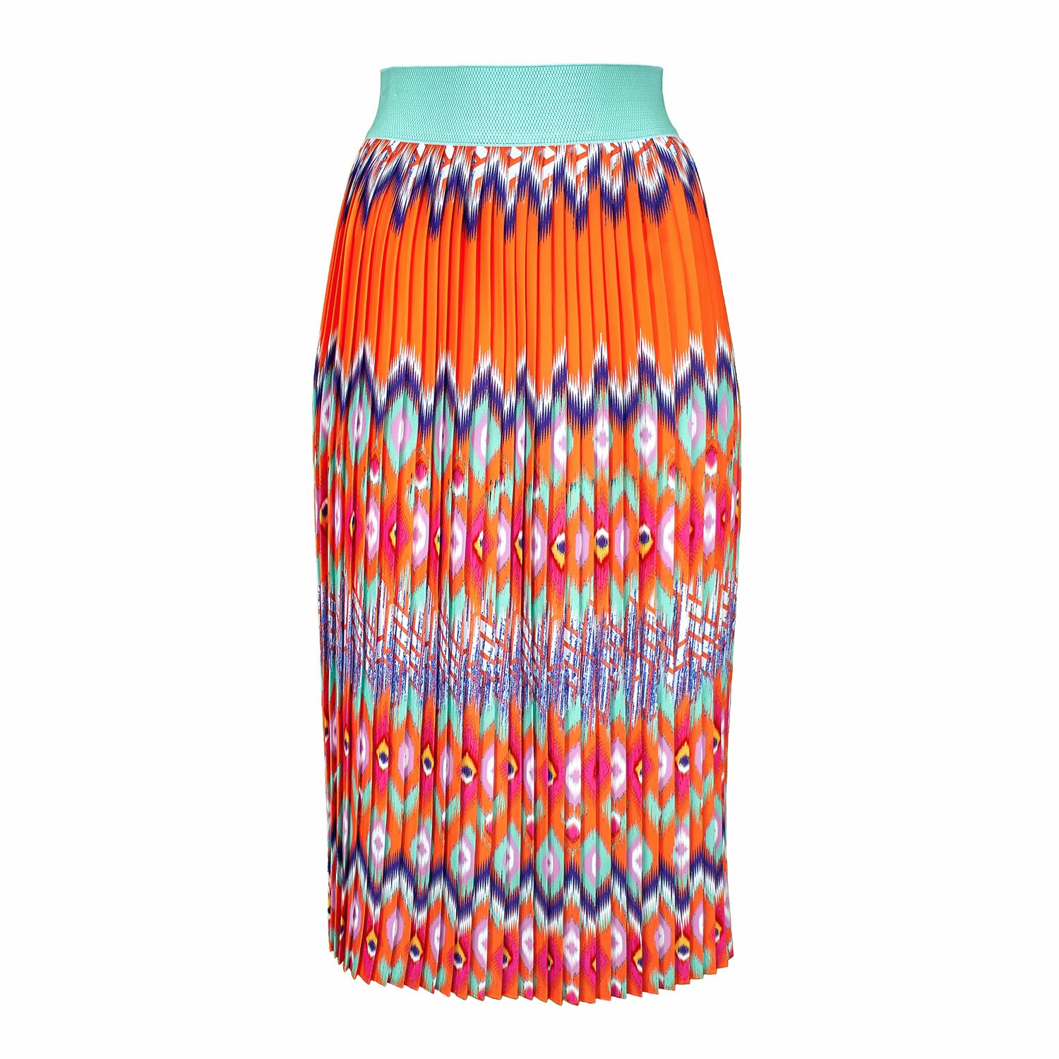 Lalipop Design Women's Pleated Midi Skirt With Zigzag Pattern