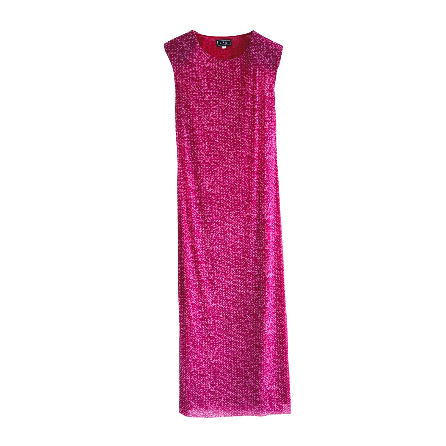 L2r The Label Women's Pink / Purple Shoulder Pad Printed Mesh Dress In Hot Pink