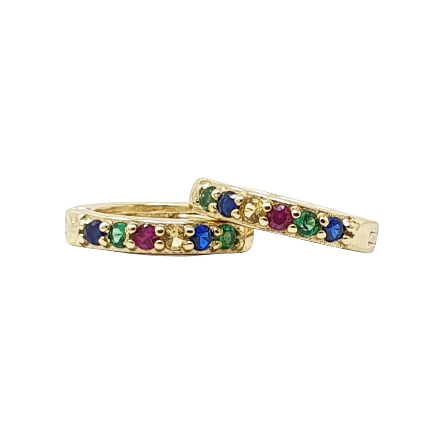 Harfi Women's Red / Green / Blue Sapphire Emerald Citrine Ruby Gemstone Gold Plated Huggie Hoops In Multi