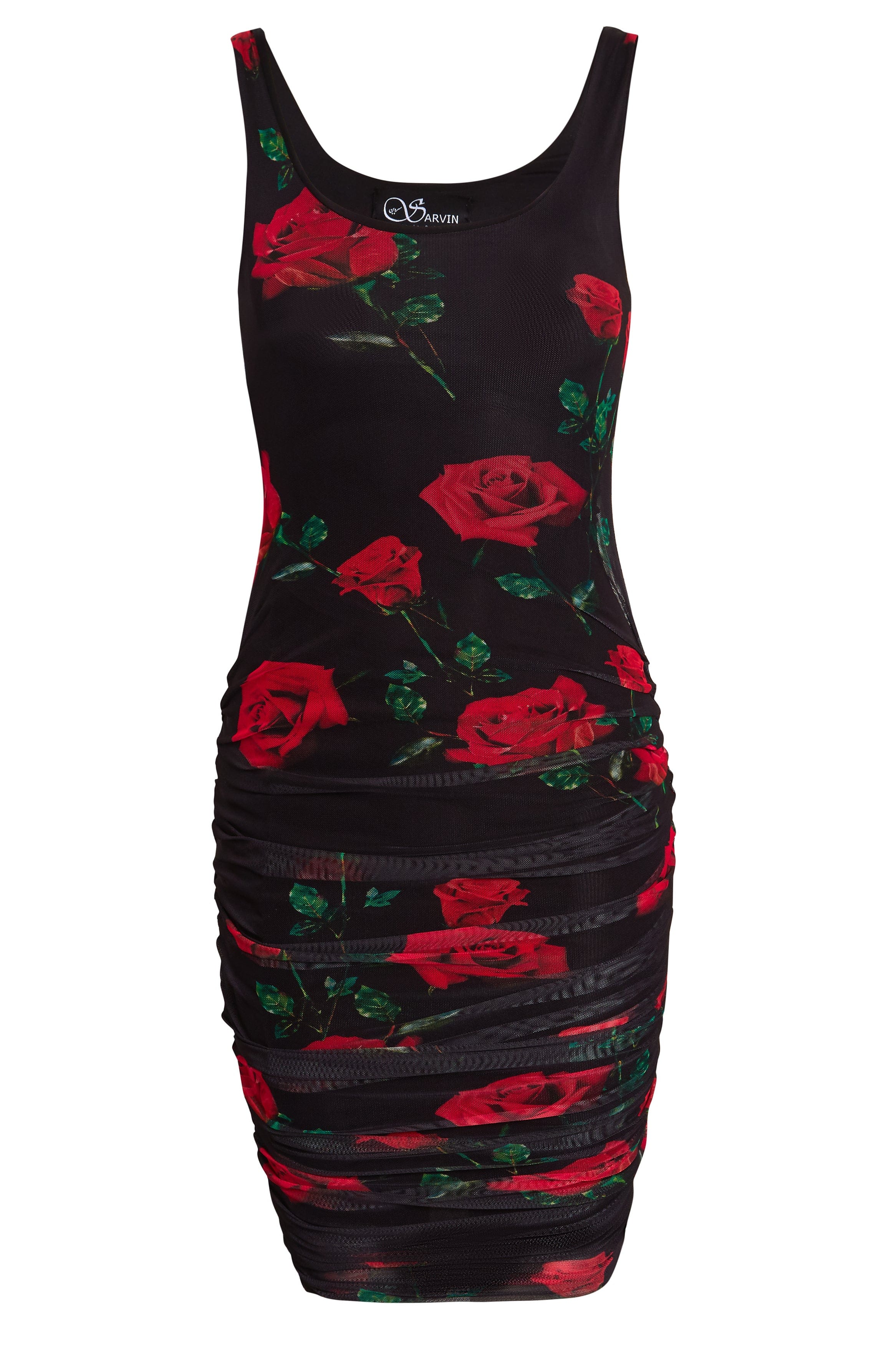 Women’s Black / Red Ruched Sleeveless Bodycon Dress Extra Small Sarvin