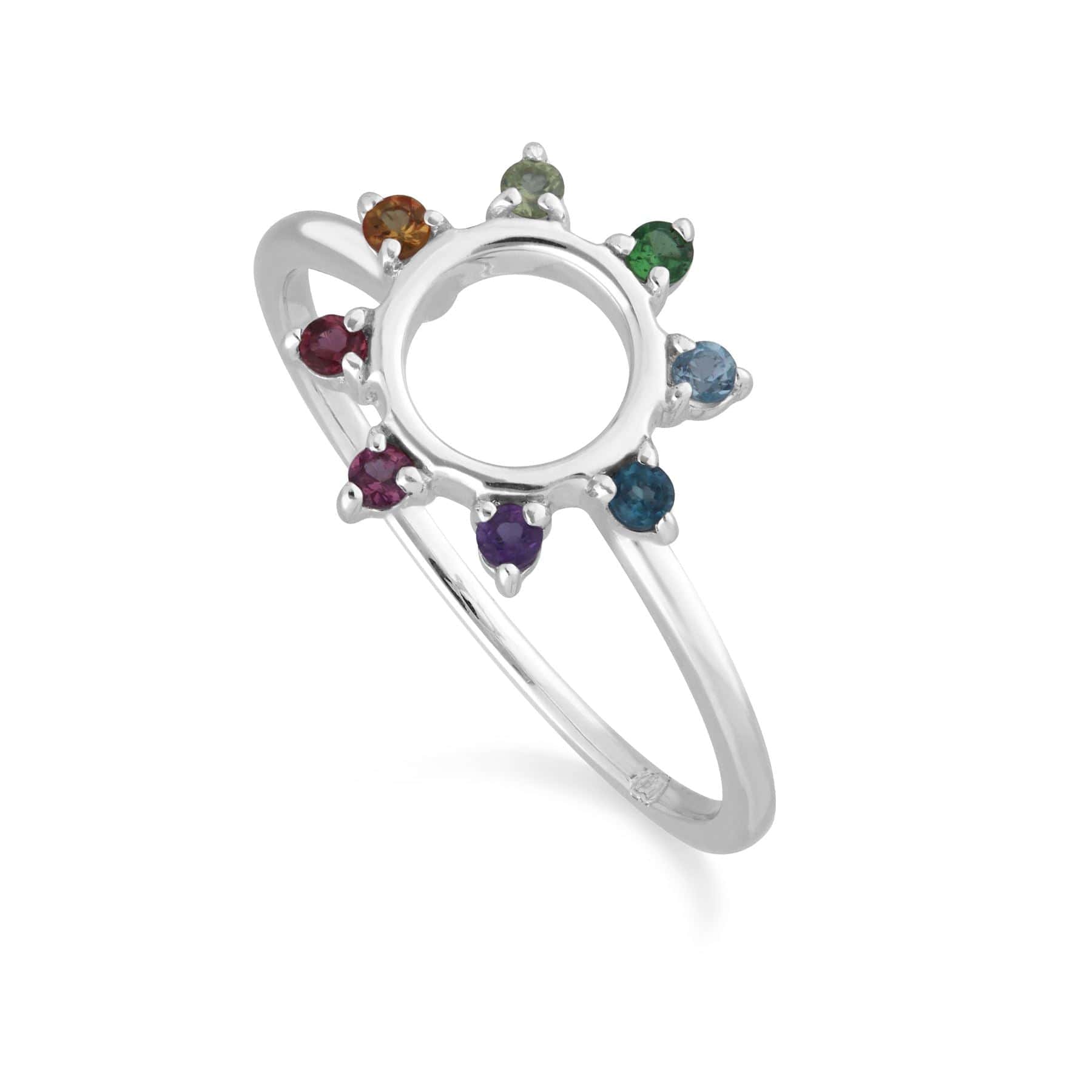 Women’s Rainbow Sunburst Ring In Sterling Silver Gemondo