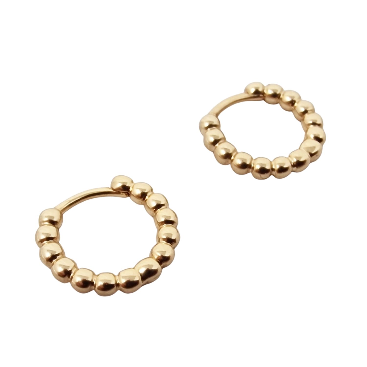 Women's Gold Plated Beaded Round Huggies | Harfi