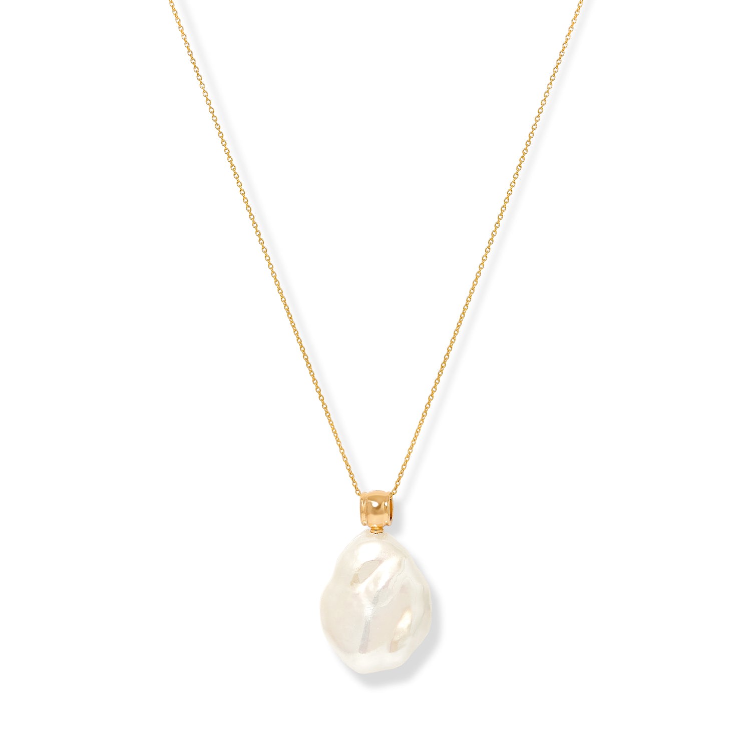 Women’s Gold / White Decus Large Keishi Pearl Pendant On Fine Gold Plated Sterling Silver Chain Pearls of the Orient Online