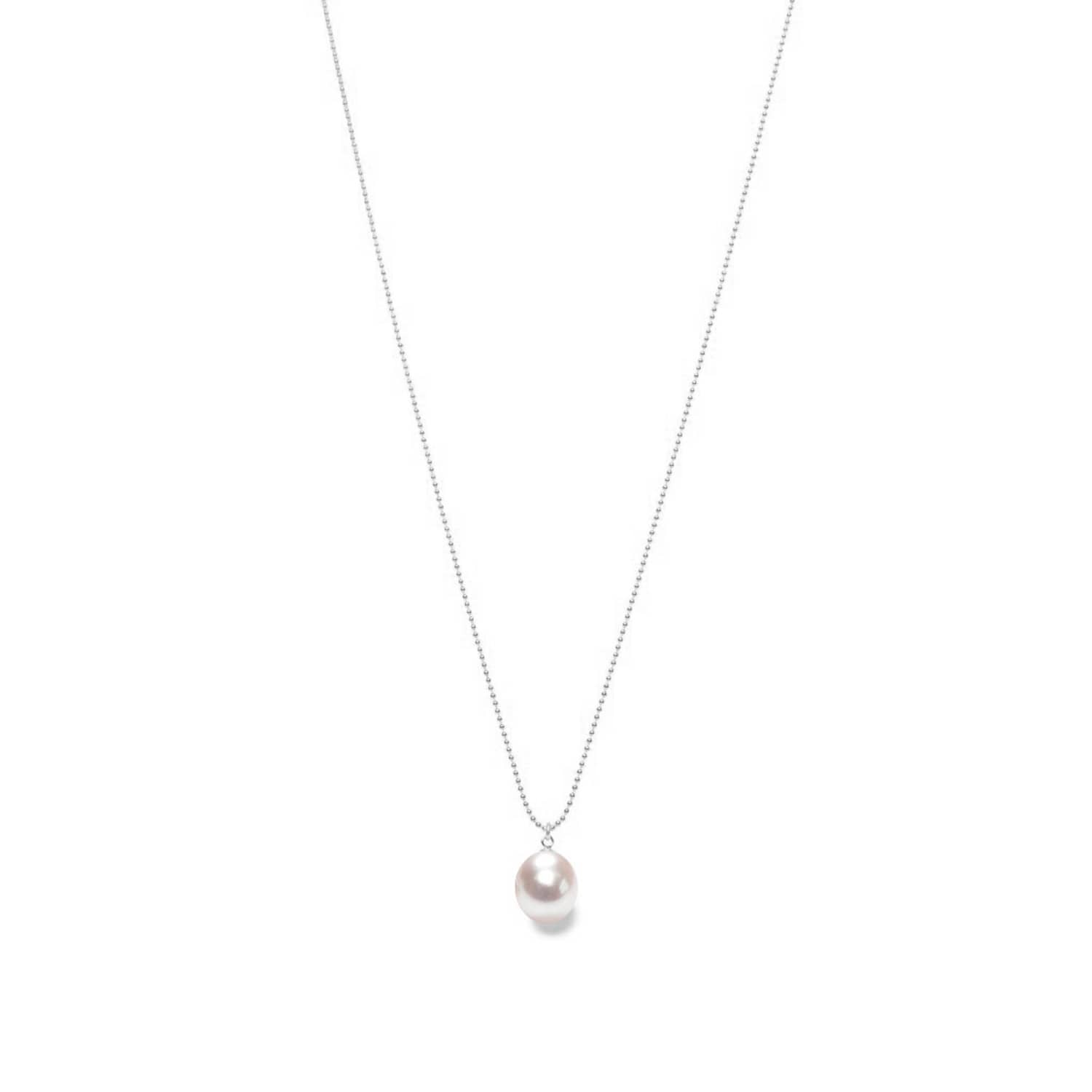 White Pearl Drop Pendant Silver Chain 