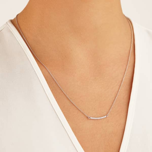 Lily & Roo Sterling Silver Diamond Style Bar Necklace