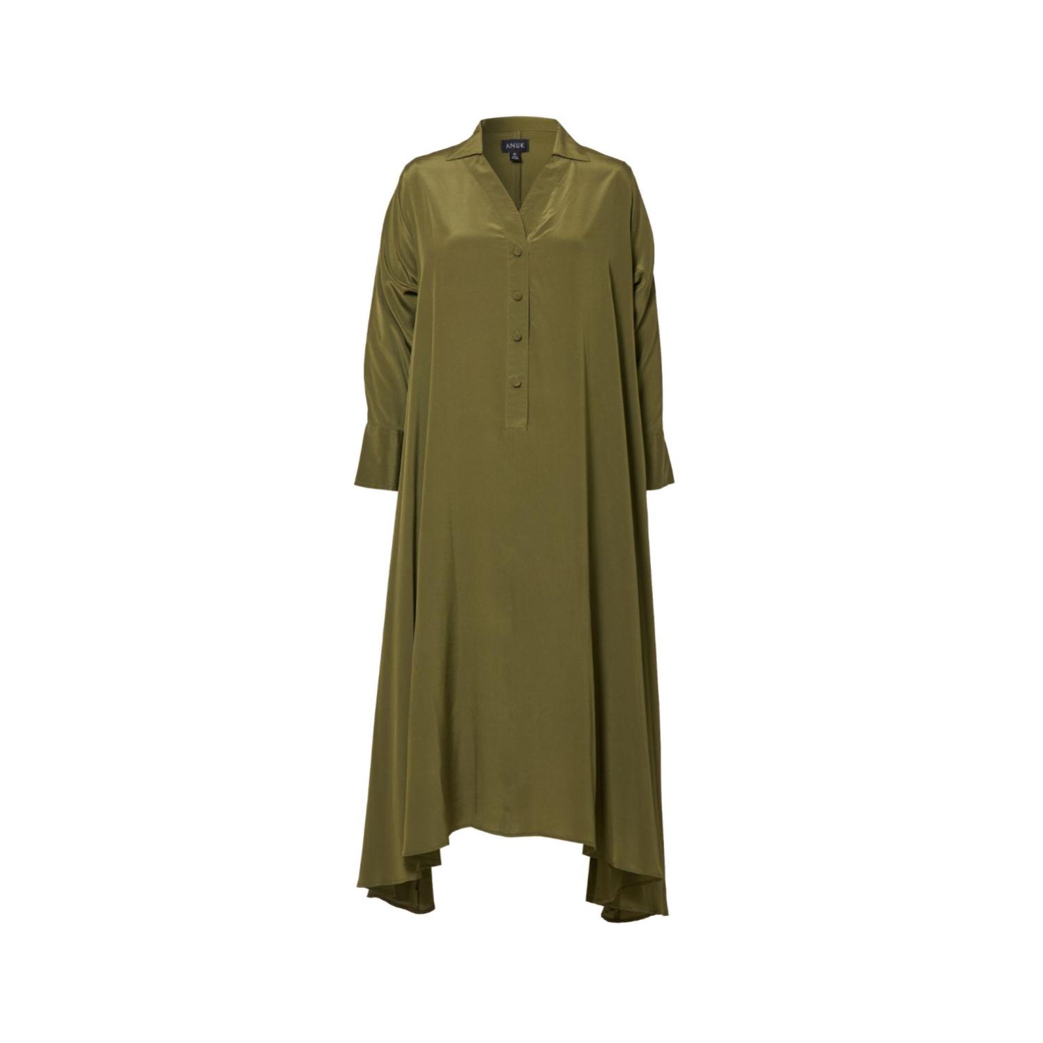 Anuk Women's Green Three Sixty Long Sleeve Kaftan Dress - Olive In Green