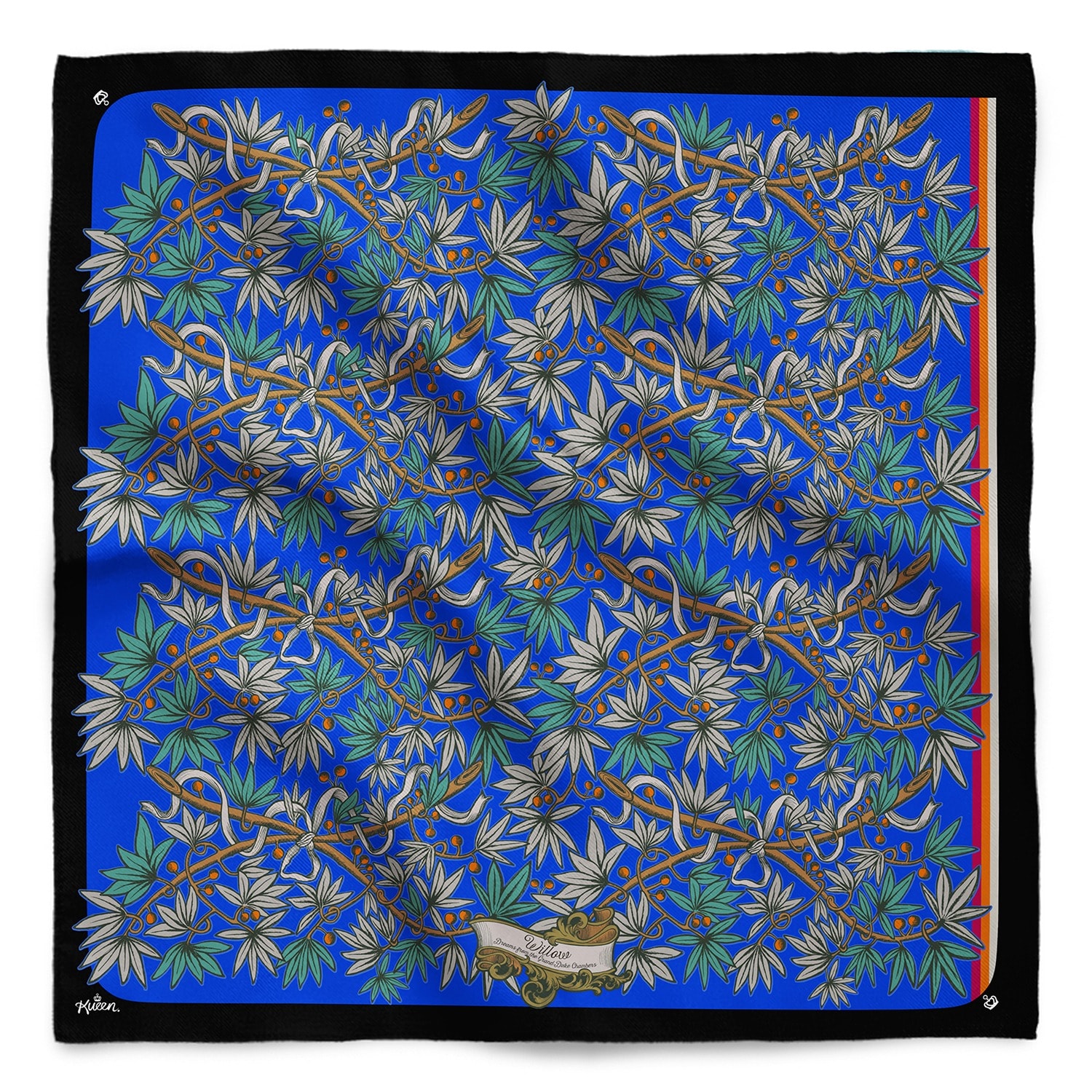 Women’s Green / Grey / Blue Silk Scarf - Willow - Blue Kueen