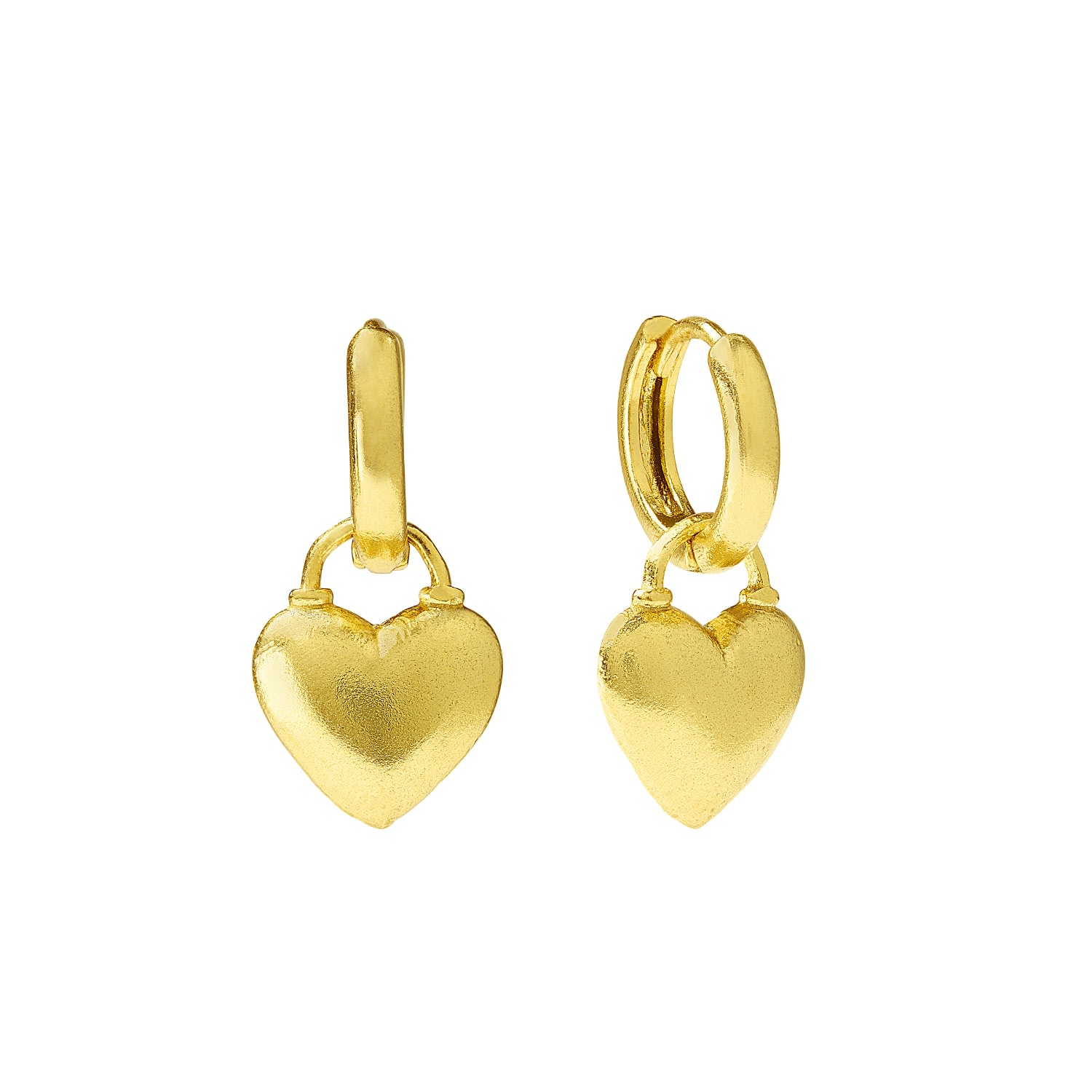 Ottoman Hands Women's Gold Niko Heart Huggie Earrings