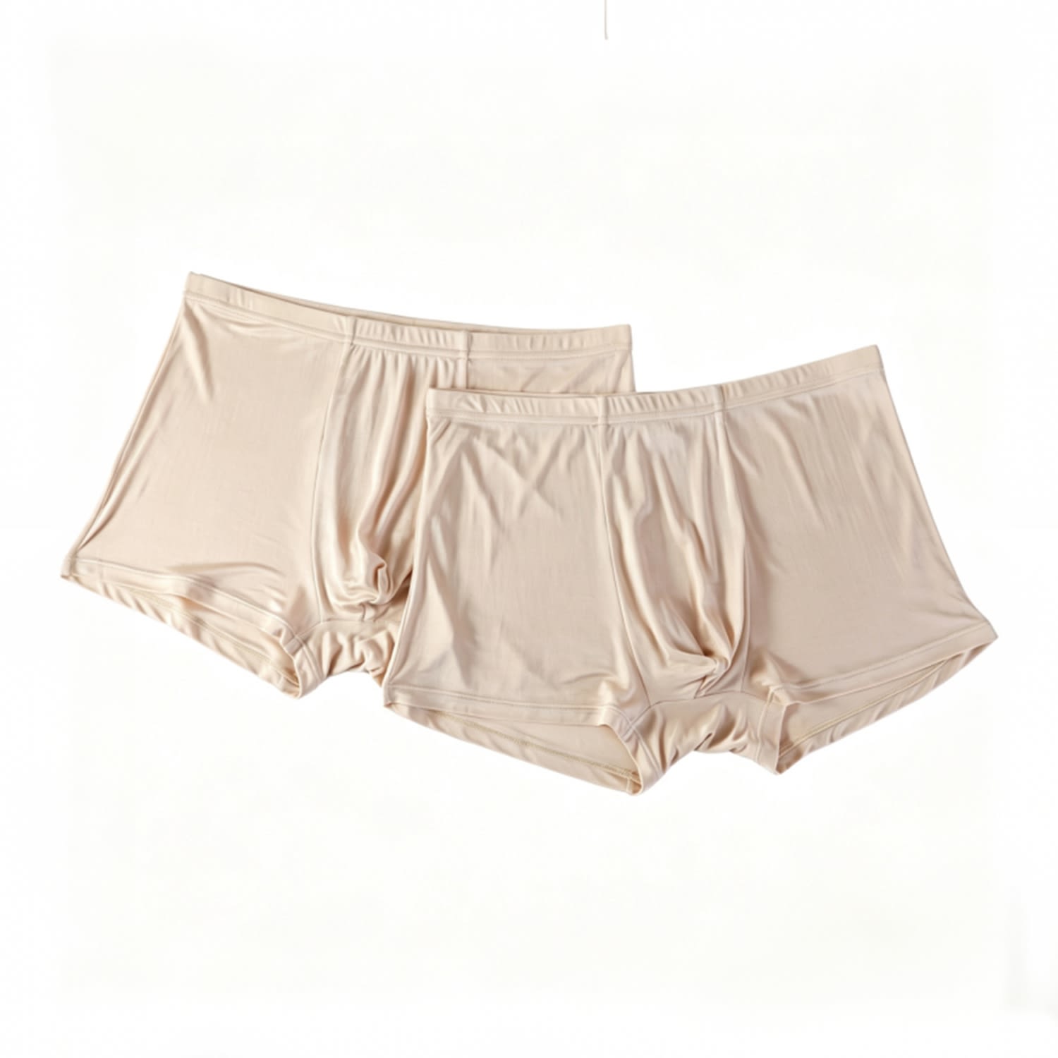 Women's Neutrals Set Of Two Knitted Silk Men Trunks | Mid Rise In Beige | Medium | Soft Strokes Silk