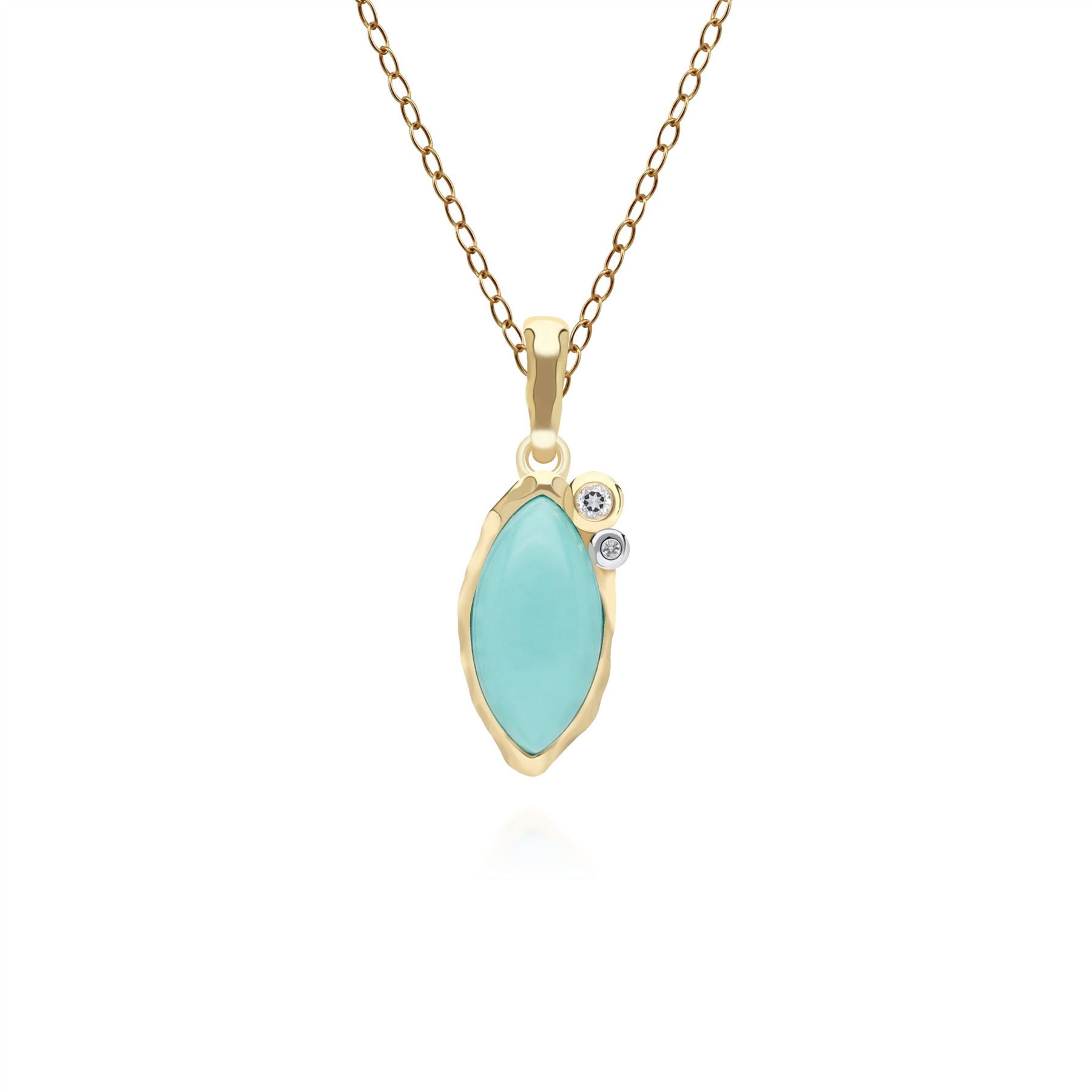 Women’s Blue Marquise Turquoise & Topaz Pendant In Gold Plated Sterling Silver Gemondo