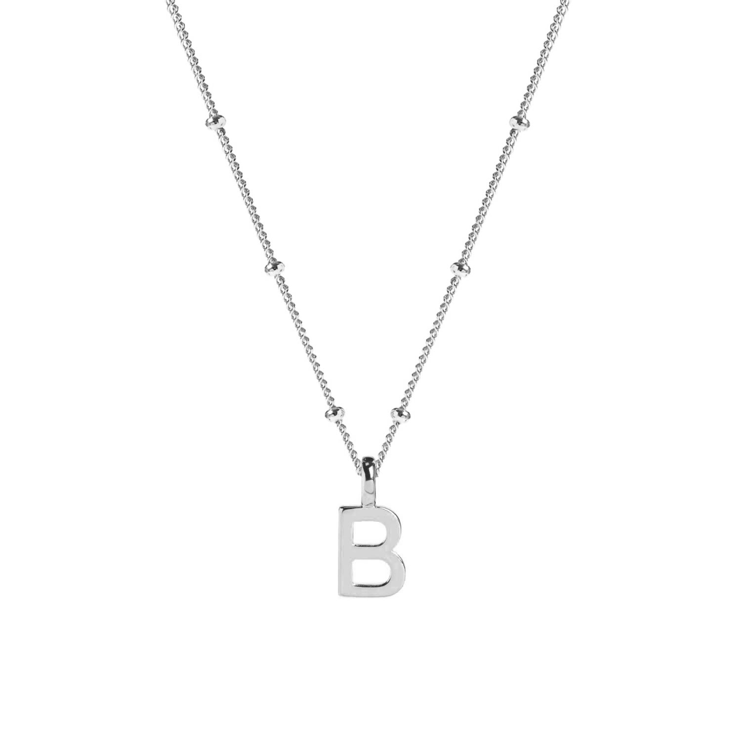 Muru Women's Letter Necklace With Bead Chain Silver