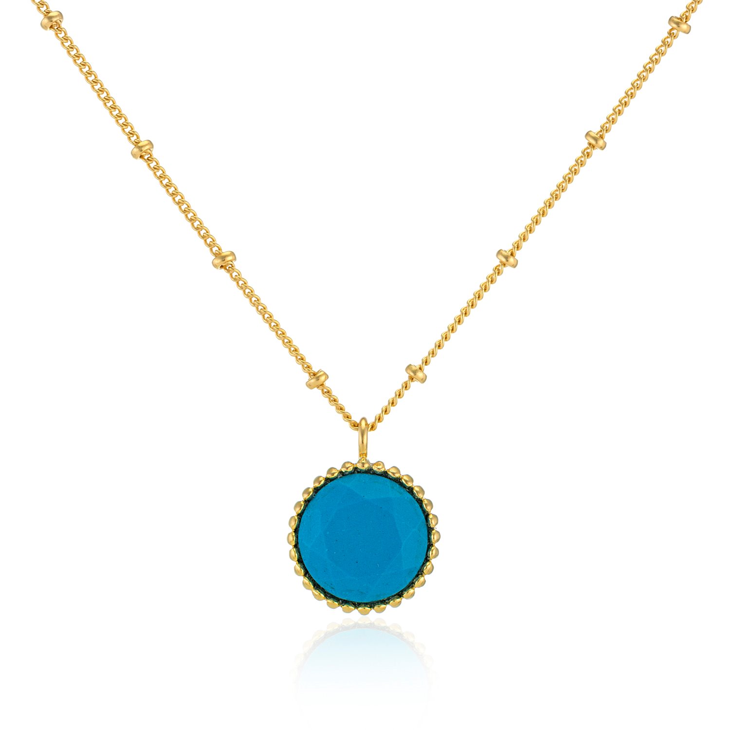 Auree Jewellery Women's Gold / Blue Barcelona December Birthstone Necklace Turquoise In Multi