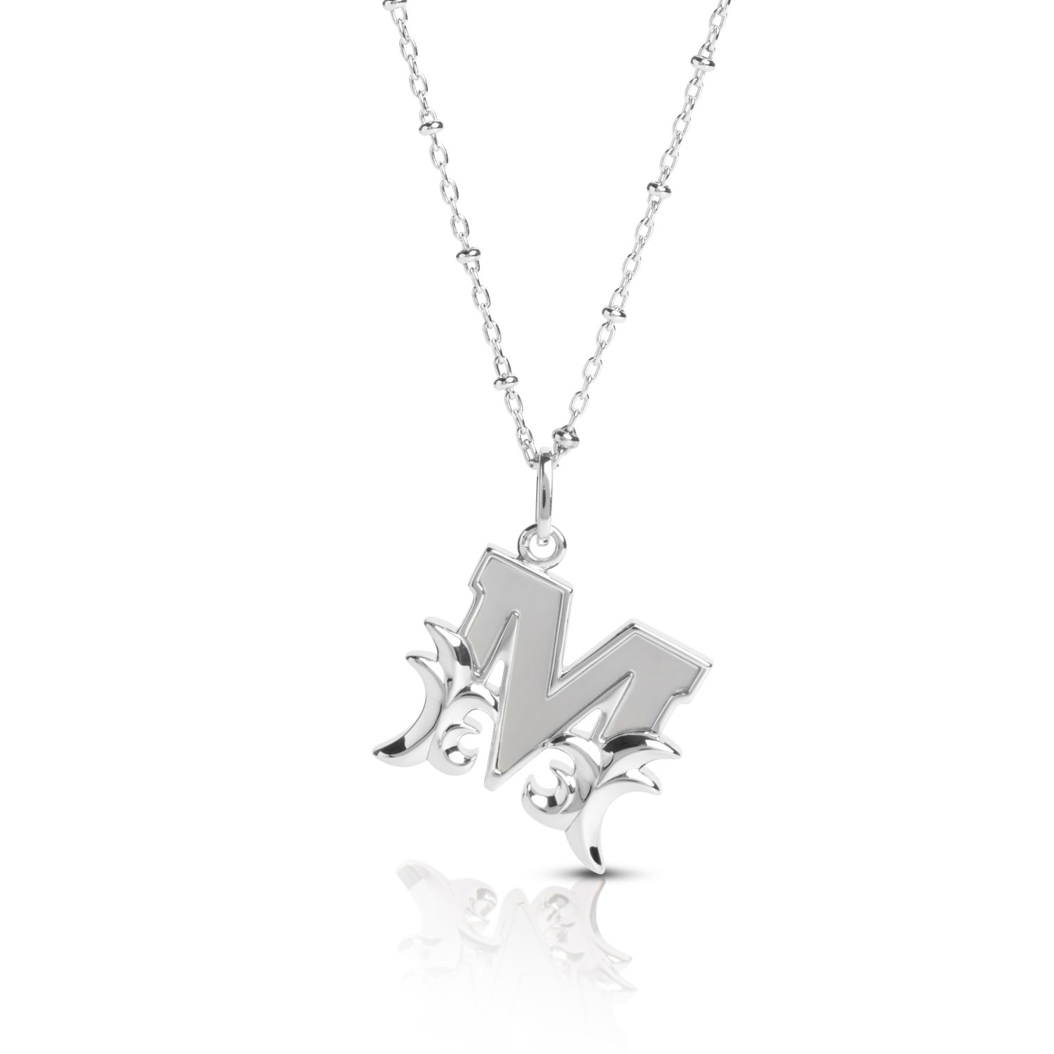 Kasun Women's Solid Silver M Initial Necklace With Mother Of Pearl In Silver