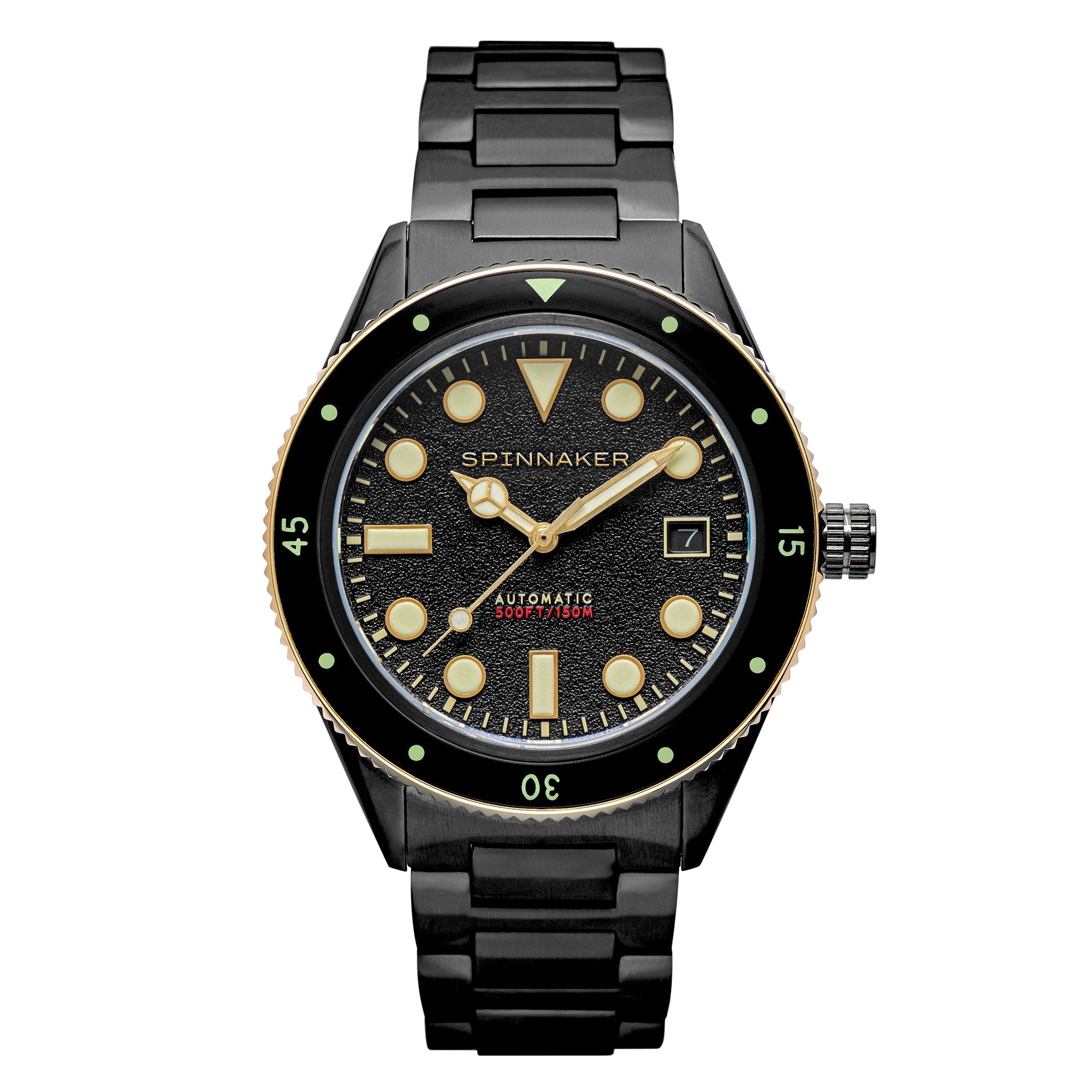 Spinnaker Black  Cahill Men's Japanese Automatic Onyx Watch In Black