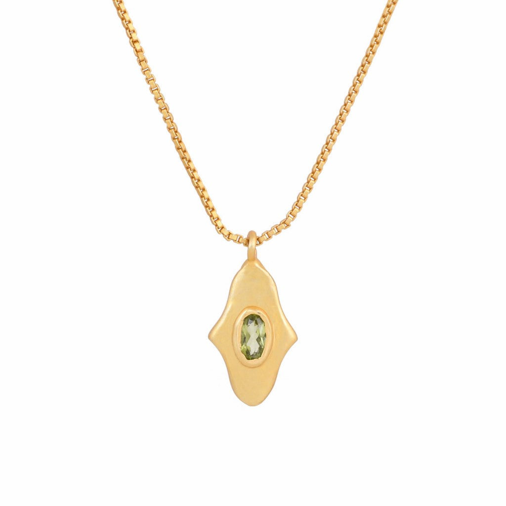 Opium Jewels Women's Gold / Green Birthstone Hamsa Necklace In Peridot - August