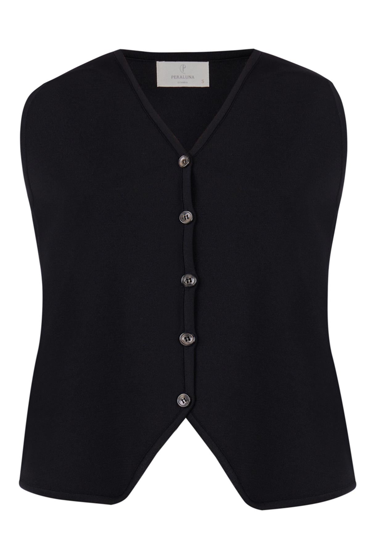 Peraluna Women's Aida Slim Fit Knit Waistcoat In Black In Black
