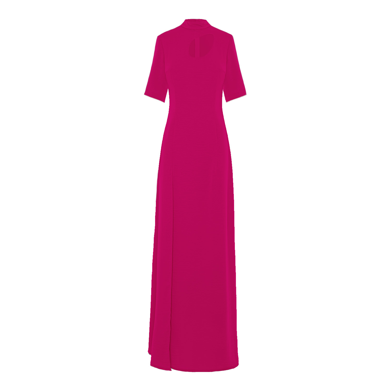 Bluzat Women's Pink / Purple Fuchsia Maxi Dress With Cut-out And Slit
