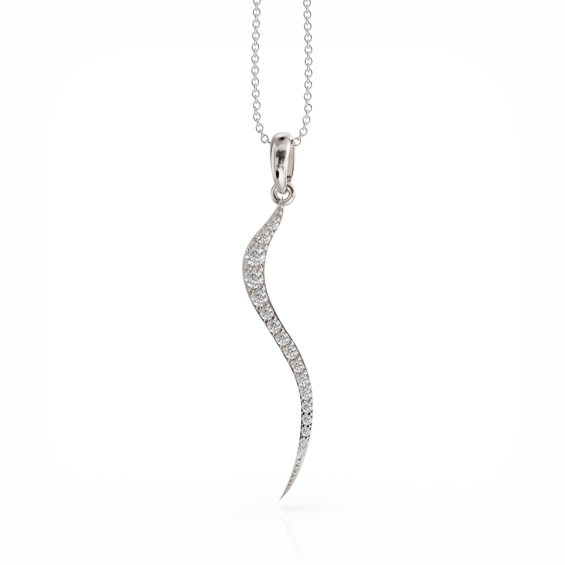 Linda Fiore Women's White / Silver Swirl Necklace Silver With Clear Cz