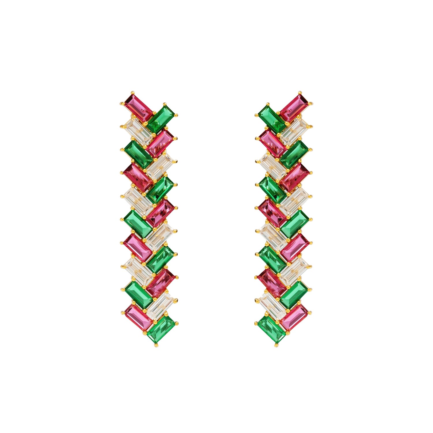 Women’s Green / Pink / Purple Fuchsia And Green Metropolis Earrings Lavani Jewels