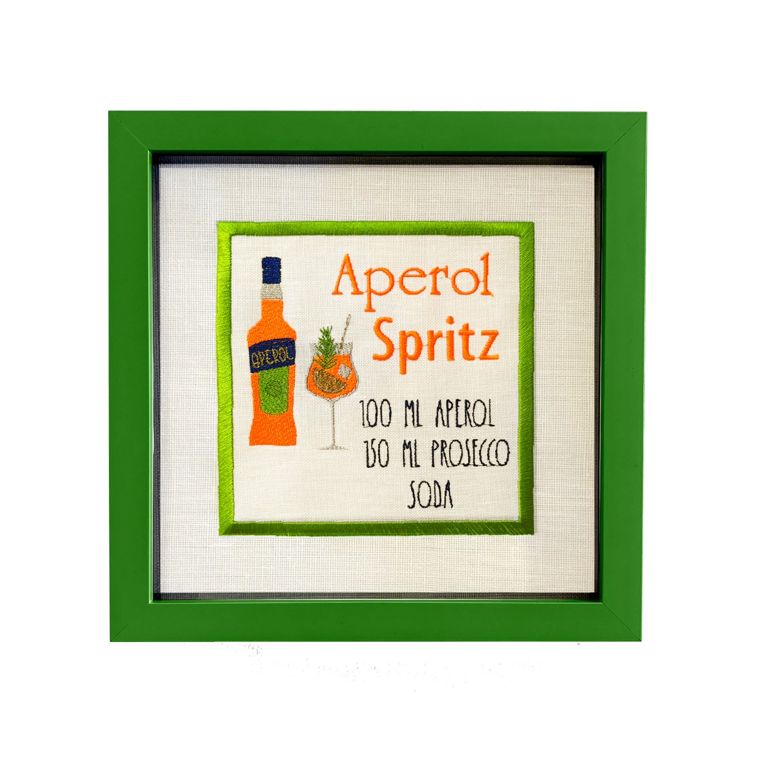 Lilly Loves Green Aperol Spritz Cocktail Embroider Wall Print