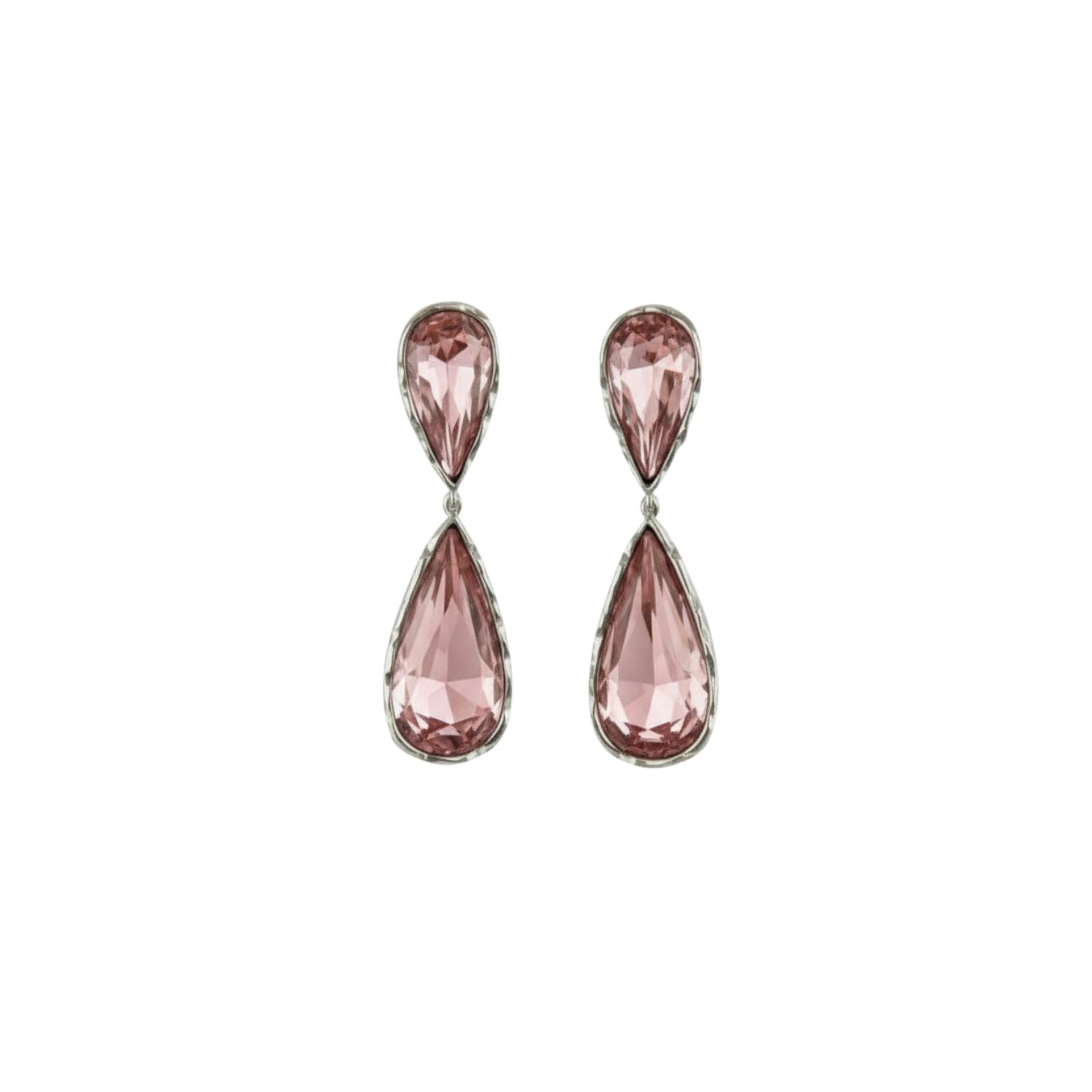 Iskra Women's Pink / Silver Crystal Drop Earrings - Rose In Multi
